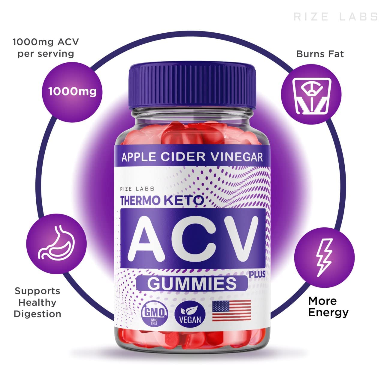 rize labs - Thermo Keto ACV Gummies for Advanced Weight Loss with Apple Cider Vinegar, Supplement Helps in Reducing Belly Fat, for Extra Strength (120 Gummies)