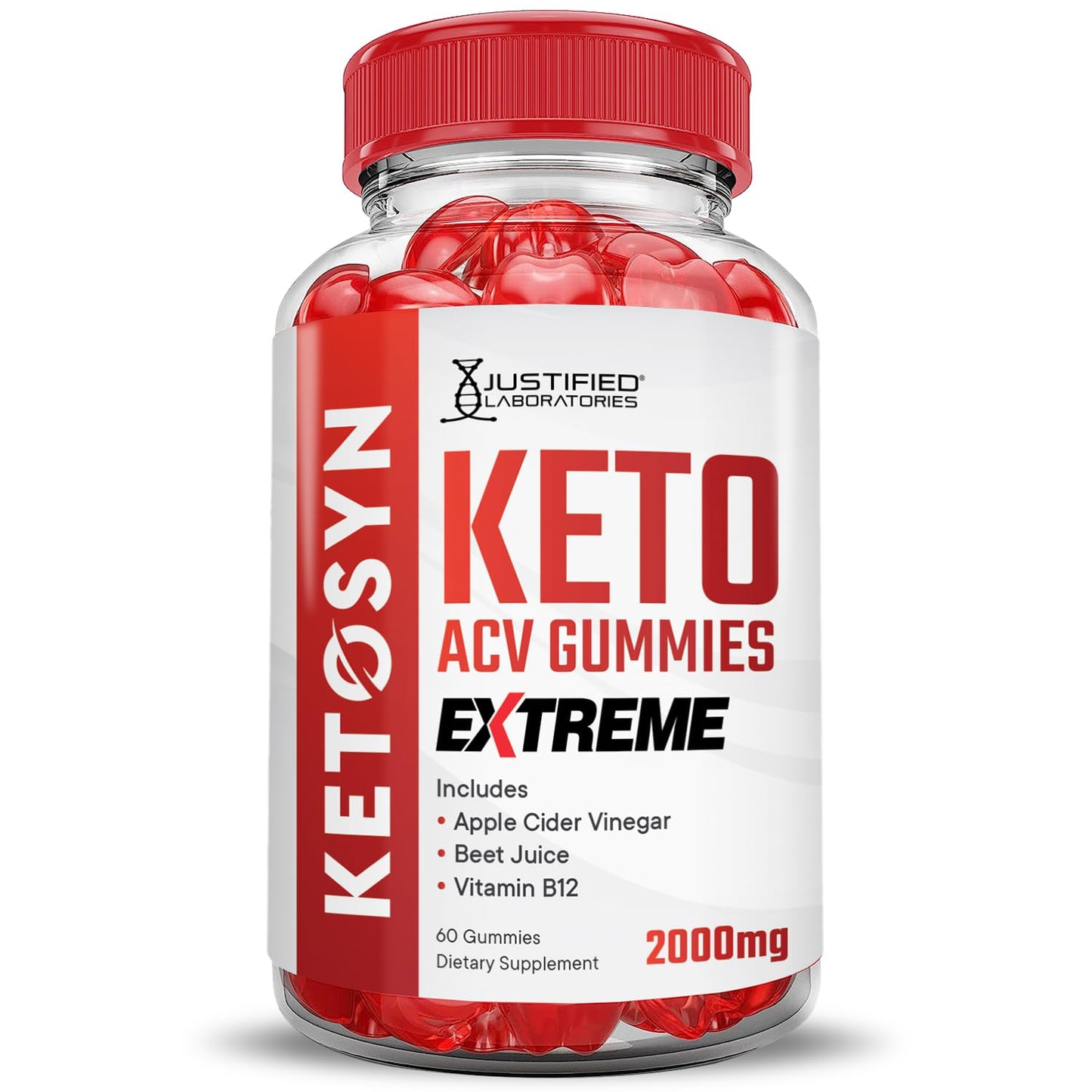 Ketosyn Keto ACV Gummies Extreme 2000MG Ketosyn Keto Gummies Apple Cider Vinegar Formulated with Pomegranate Beet Juice Powder B12 Vegan Non GMO 60 Gummys