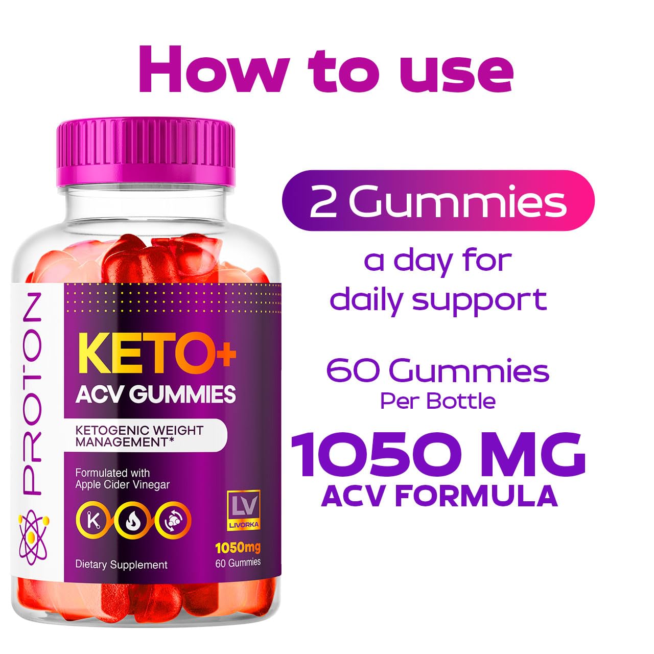 (2 Pack) Proton Keto ACV Gummies, Proton Keto Plus ACV Gummies 1050MG, Proton Keto, Keto ACV Gummies Advanced Proton Apple Cider Vinegar Support, Proton Keto ACV Gummy Reviews, 120 Gummies