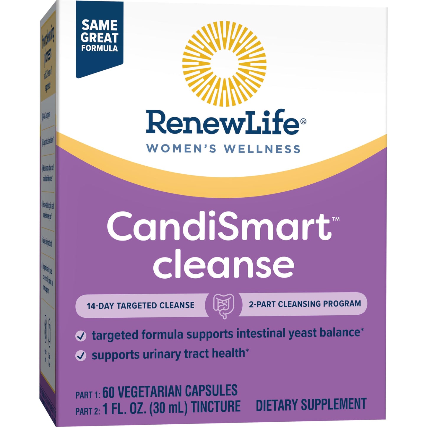 Renew Life Adult Cleanse - CandiSmart - 15-Day Yeast Cleansing Program - 2-Part Kit - Gluten & Dairy Free - 60 Vegetarian Capsules + 1 Fl. Oz. Tincture