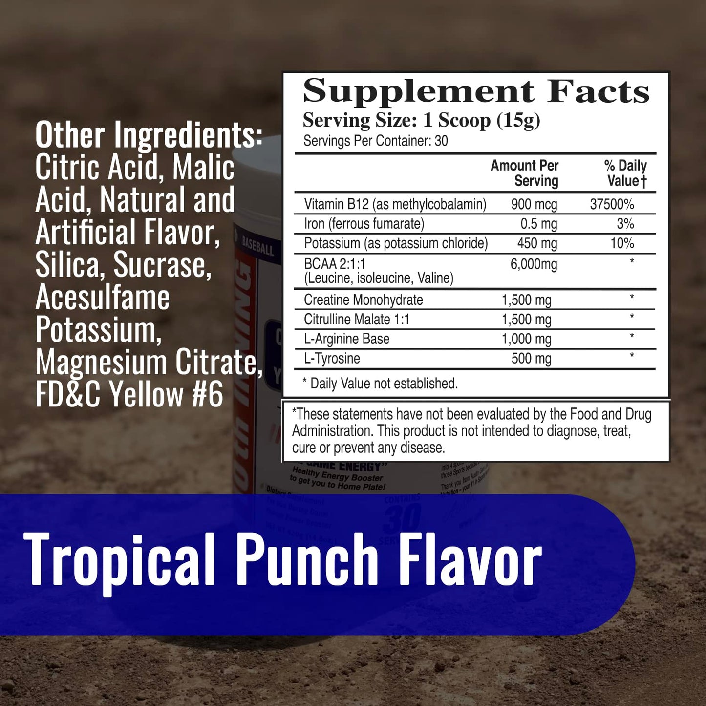 College Bound Nutrition Youth Baseball & Softball in-Game Energy 10th Inning | Vitamins, Electrolytes, Amino Acids for Explosiveness, Stim-Free (30 Servings)