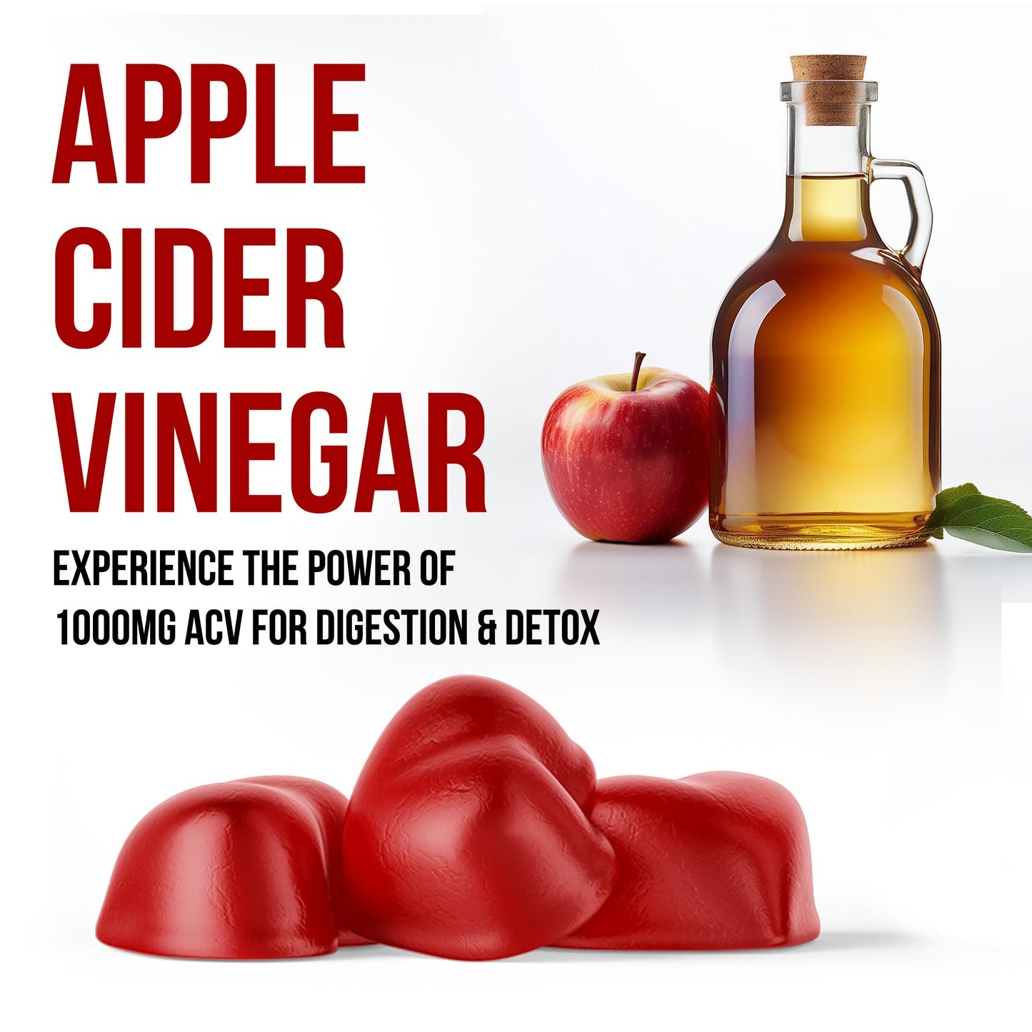 WELLUTION Apple Cider Vinegar Gummies - 1000mg ACV, Vitamin B12, Folate & Antioxidants for Energy, Digestion, Weight Management & Overall Health - 60 Vegan Gummies