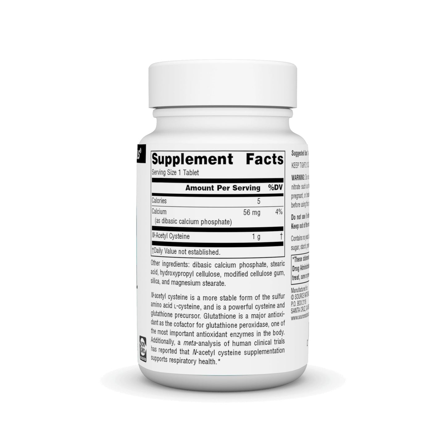 Source Naturals N-Acetyl Cysteine Antioxidant Support 1000 mg Dietary Supplement That Supports Respiratory Health* - 30 Tablets