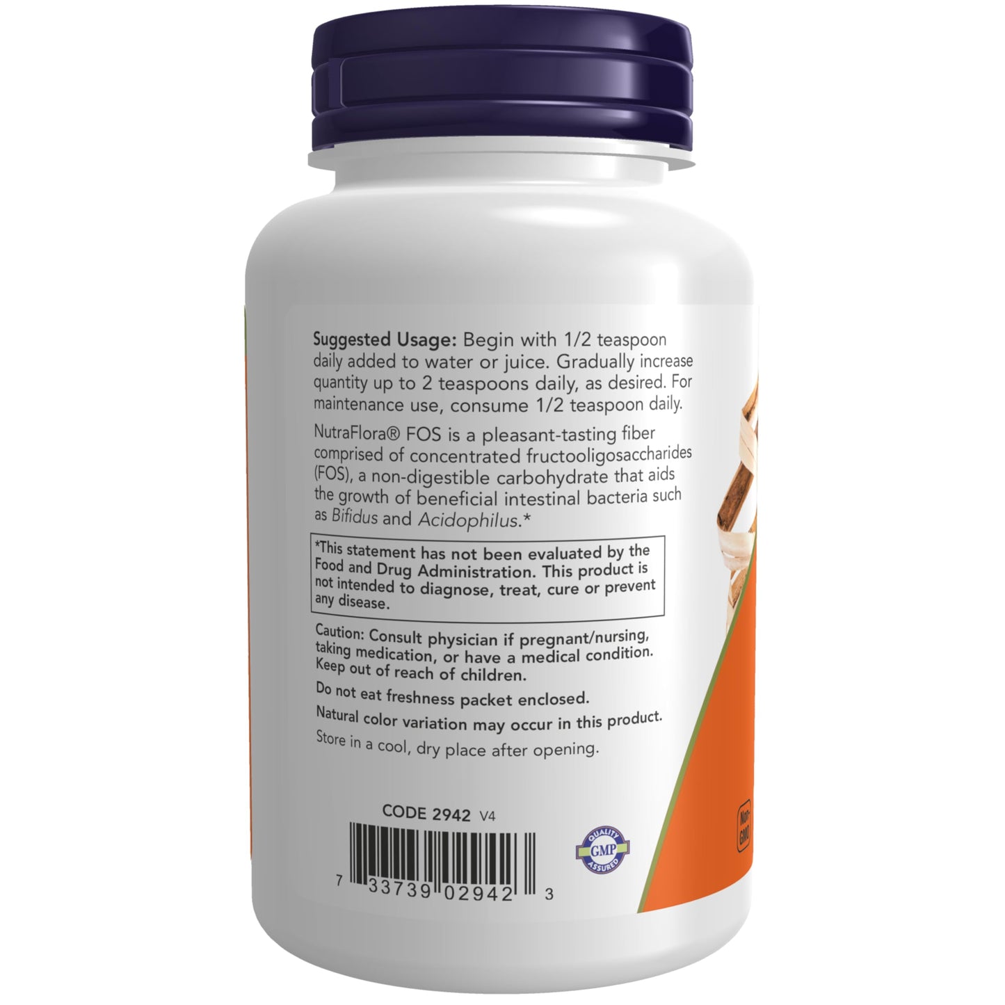 NOW Foods Supplements, NutraFlora FOS (Fructooligosaccharides) Pure Powder, Prebiotic Fiber, 4-Ounce
