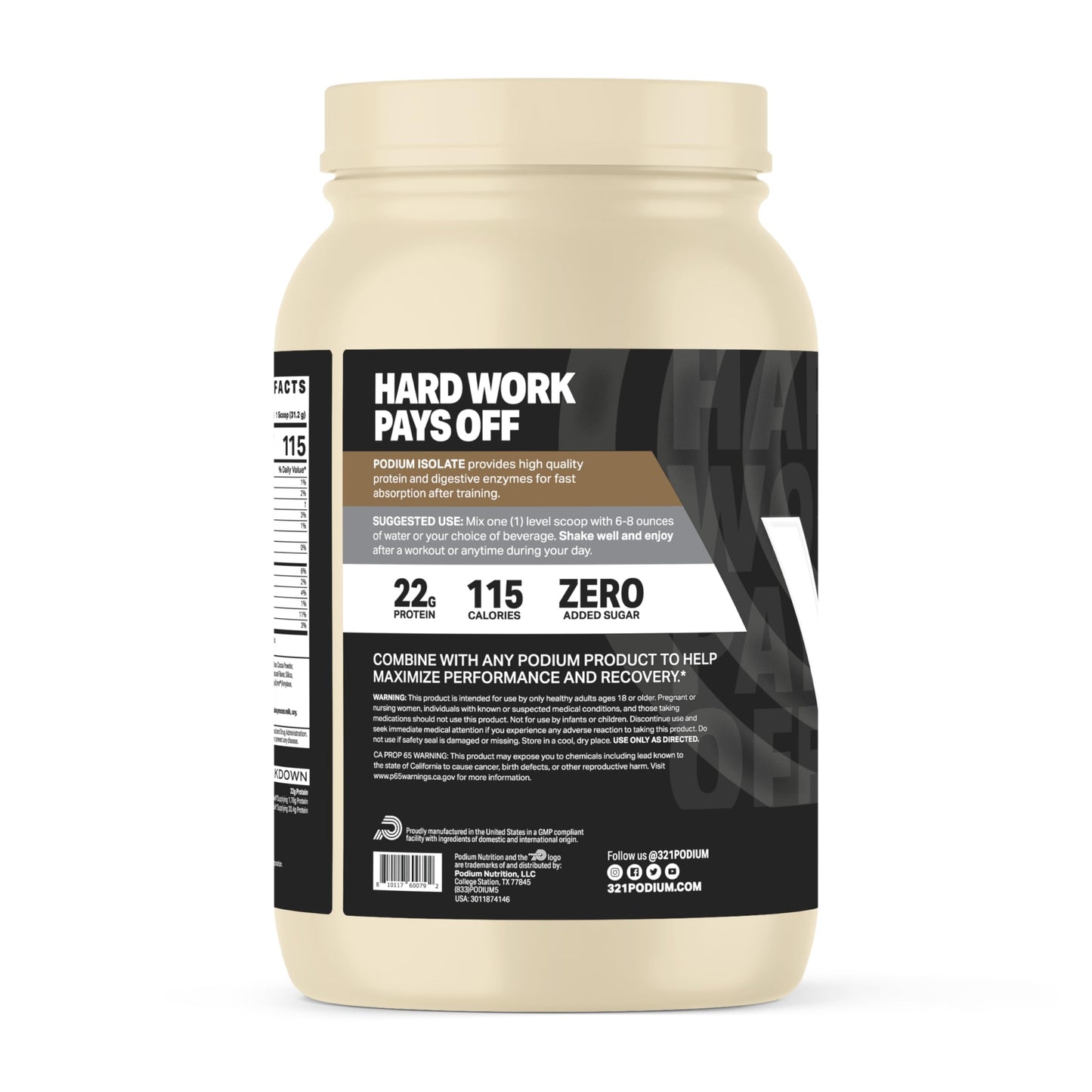 Podium Nutrition x HWPO Training Whey Protein Powder, Chocolate Peanut Butter, 20g Protein Per Serving w/Digestive Enzymes, Whey Protein Isolate, Gluten Free & Soy Free, Low Carb & Sugar, 25 Servings