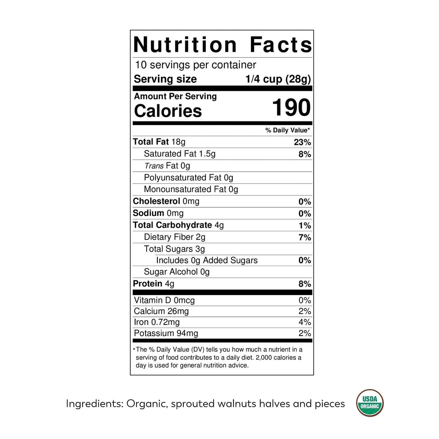 Lark Ellen Farm Unsalted Walnuts Raw Sprouted Healthy Snack Keto Certified USDA Organic GlutenFree Vegan Individual Whole Nuts 10 Oz 3 Pack