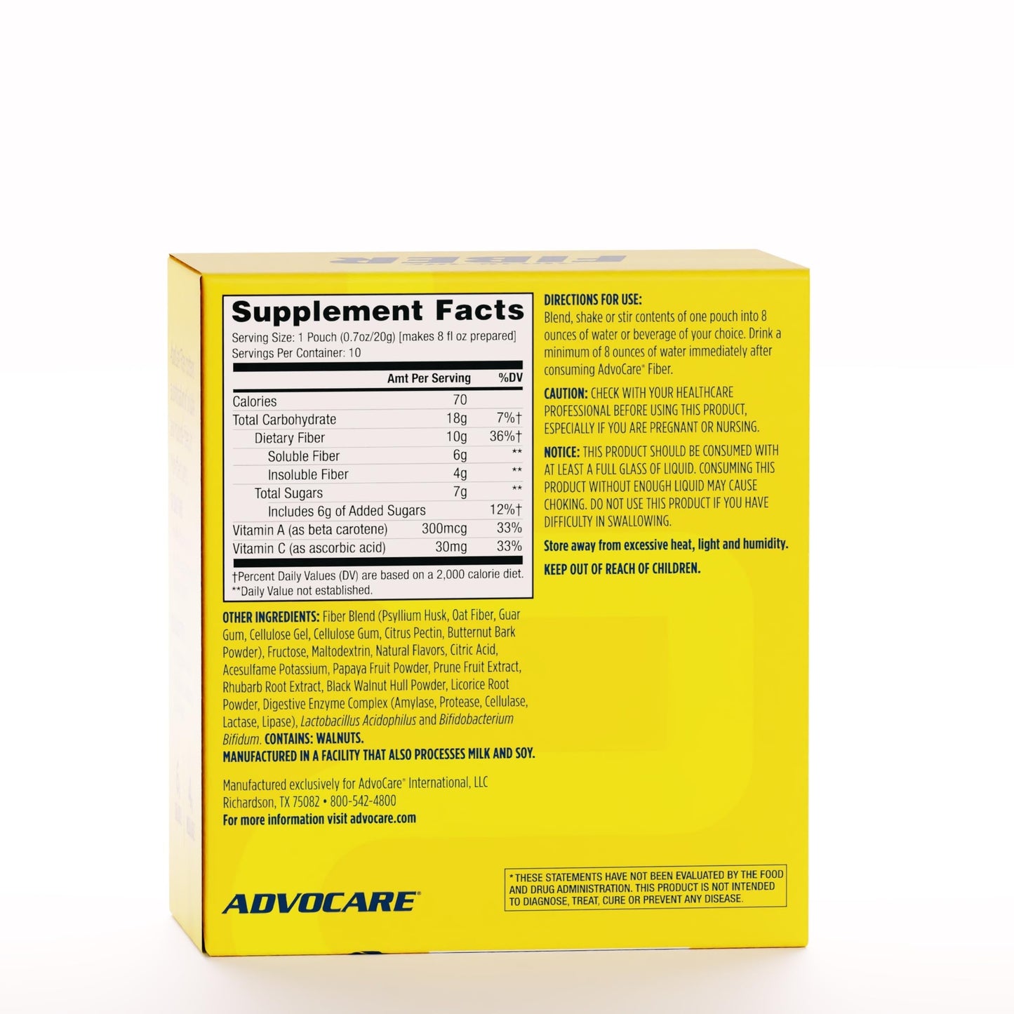 AdvoCare Fiber Dietary Supplement - Daily Fiber Powder Supplement with Soluble & Insoluble Fiber - Fiber Blend Includes Psyllium Husk & Citric Acid - Supports Digestive Health* - Citrus, 10 Pouches