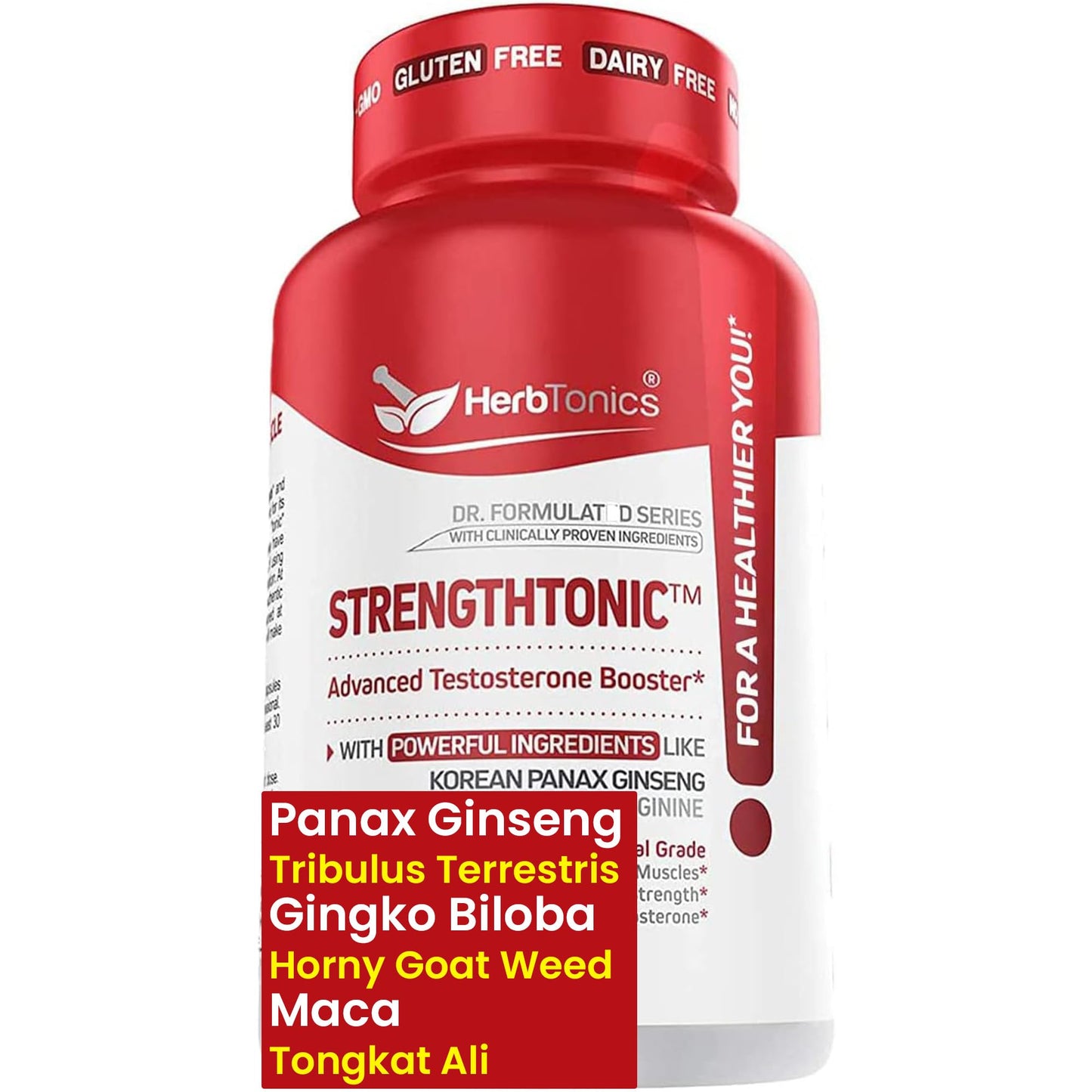 Herbtonics Testosterone Booster for Men Male Enhancing Pills - Enlargement Supplement Increase Size, Energy Strength & Stamina Enhancement Ginseng Pill & Tribulus Terrestris 60 Vegan Capsules