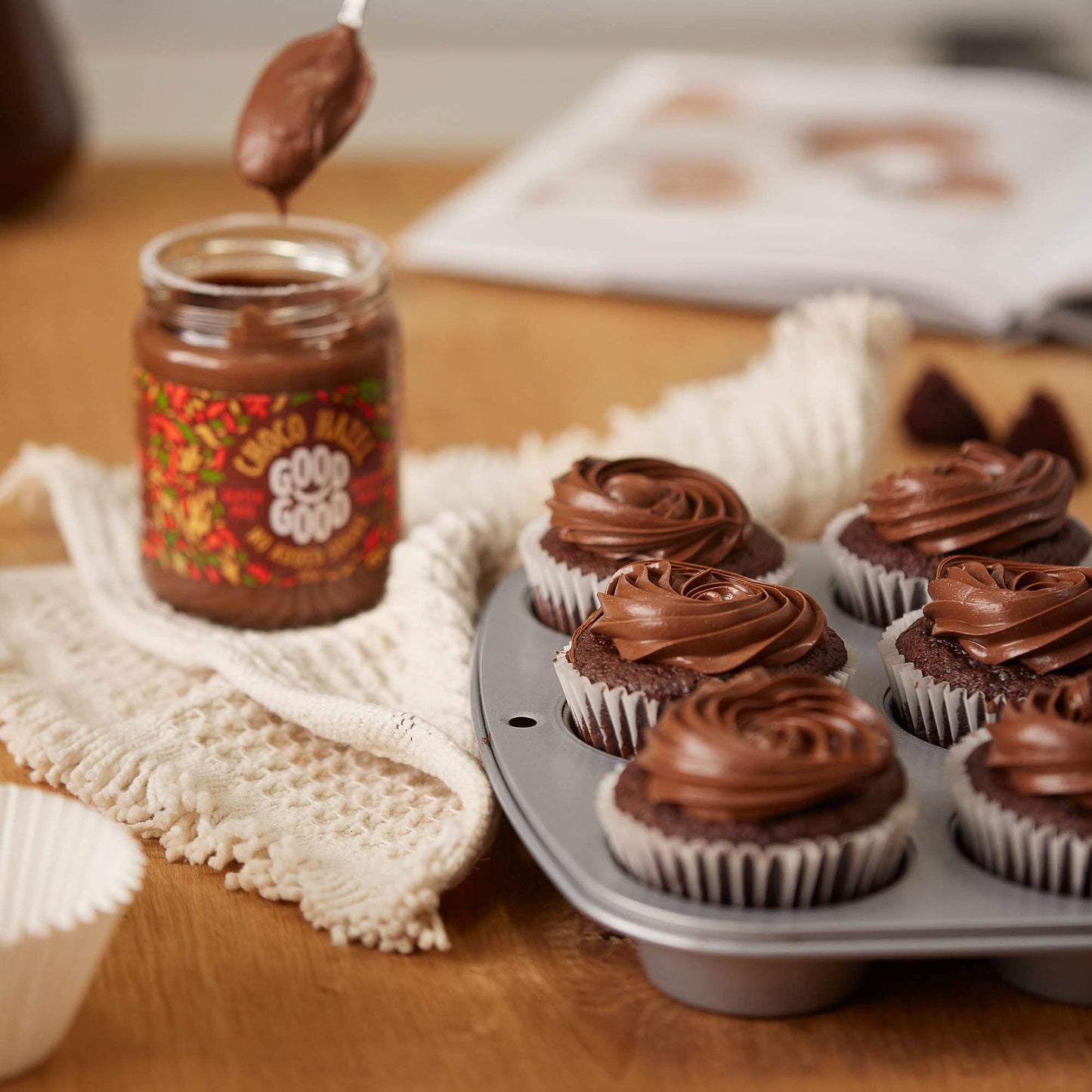 GOOD GOOD No Added Sugar Belgian Choco Hazel Spread Chocolate Spread with Natural Sweeteners Gluten Free Vegetarian Friendly 12oz 350g Pack of 2