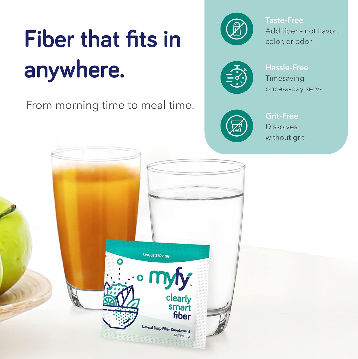 MyFy Natural Prebiotic Fiber Supplement Powder - Clear, Soluble, Daily Digestive Support for Gut Health & Regularity - Non-GMO, Taste-Free, Sugar-Free, Gluten-Free - 10.6oz (60 Servings)