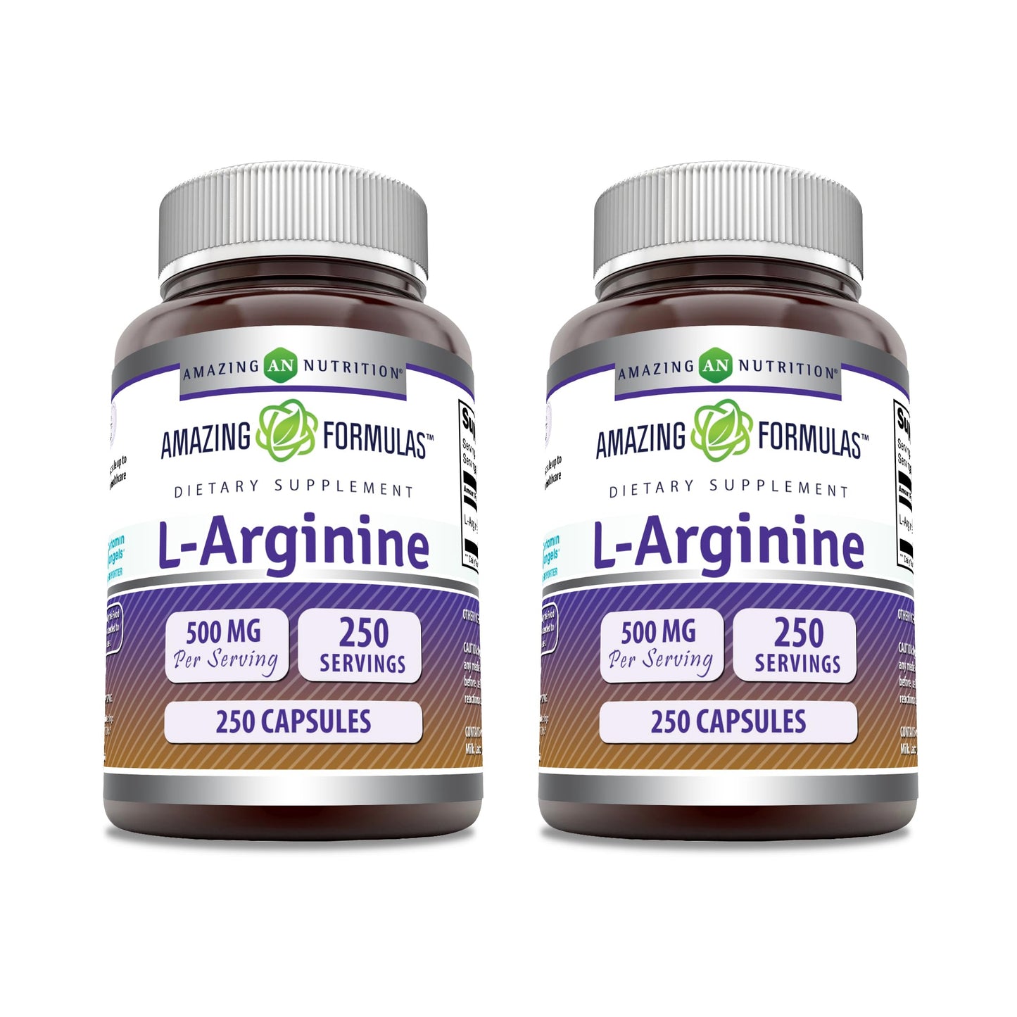 Amazing Formulas L-Arginine Supplement | 500 Mg Per Serving | Capsules | Amino Acid Supplement for Men & Women | Non-GMO | Gluten Free | Made in USA (2 Pack | 250)