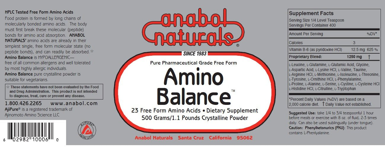 Anabol Naturals Energy Stack: Amino Balance 500 gram Pure Powder & Creapure Creatine 500 gram Pure Powder (5 Month Supply)