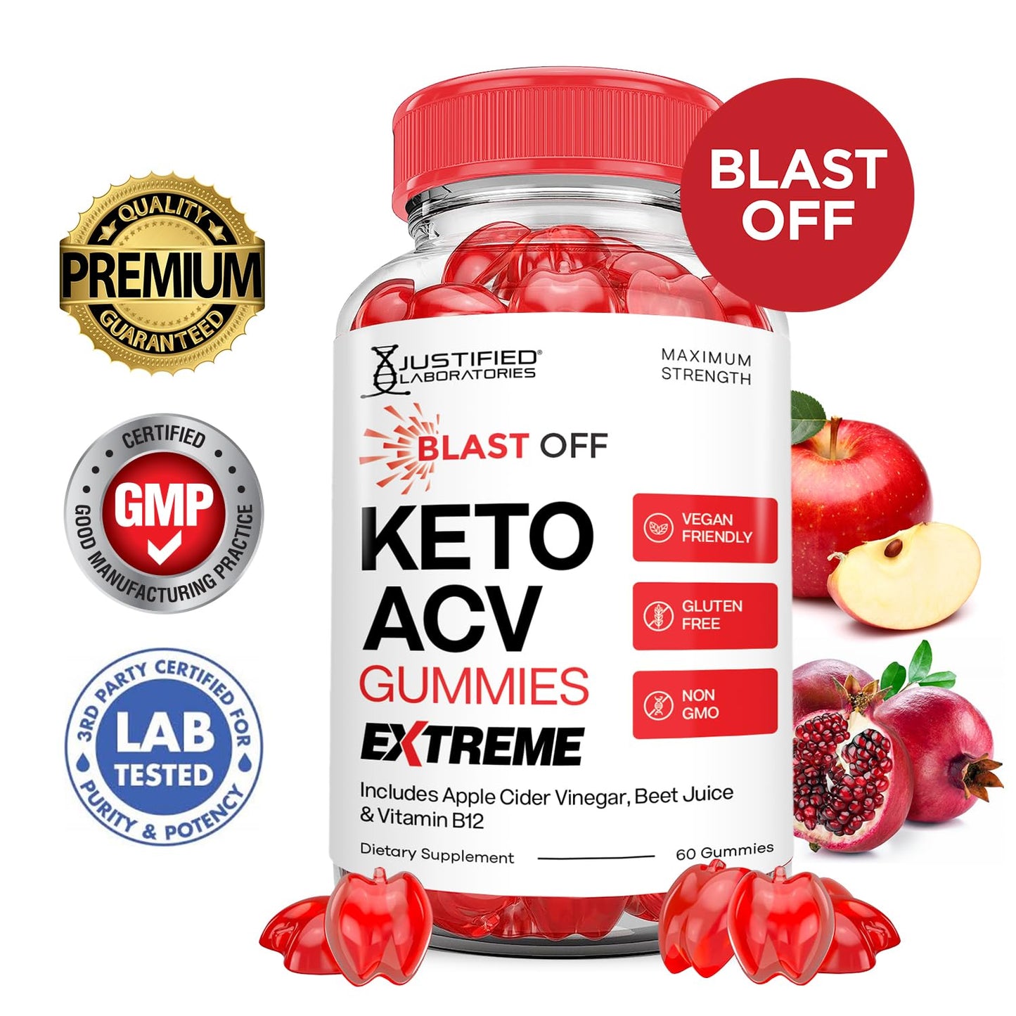 (2 Pack) Blast Keto ACV Gummies Extreme 2000MG Blast Keto Gummies Apple Cider Vinegar Formulated with Pomegranate Beet Juice Powder B12 Vegan Non GMO 120 Gummys
