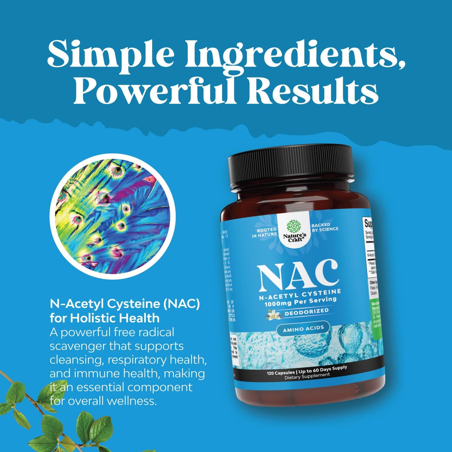NAC Supplement N-Acetyl Cysteine 1000mg - Vegan High Absorption Non-Smelly NAC 1000mg Capsules Glutathione Precursor for Liver Cleanse Detox & Repair plus Lung Health and Immunity Support (2 Months)