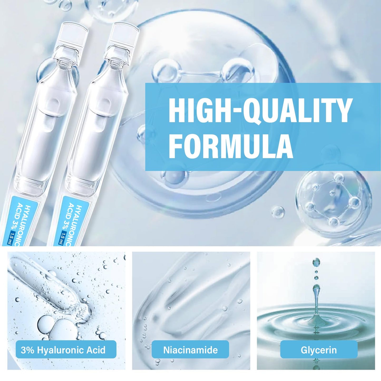 Ultra-Hydrating Serum, 3% Hyaluronic Acid for Face Smoother Softer Skin, Pre-makeup Skin Care Hydrating