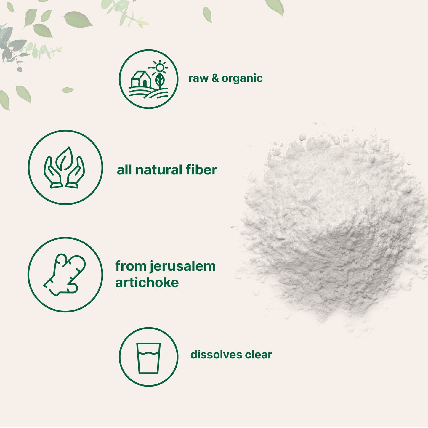 Organic Inulin FOS Powder (Jerusalem Artichoke), 2.2 Pounds (35 Ounce), Quick Water Soluble, Prebiotic Intestinal Support for Colon and Gut Health, Natural Fibers for Smoothie & Drinks, Vegan Friendly