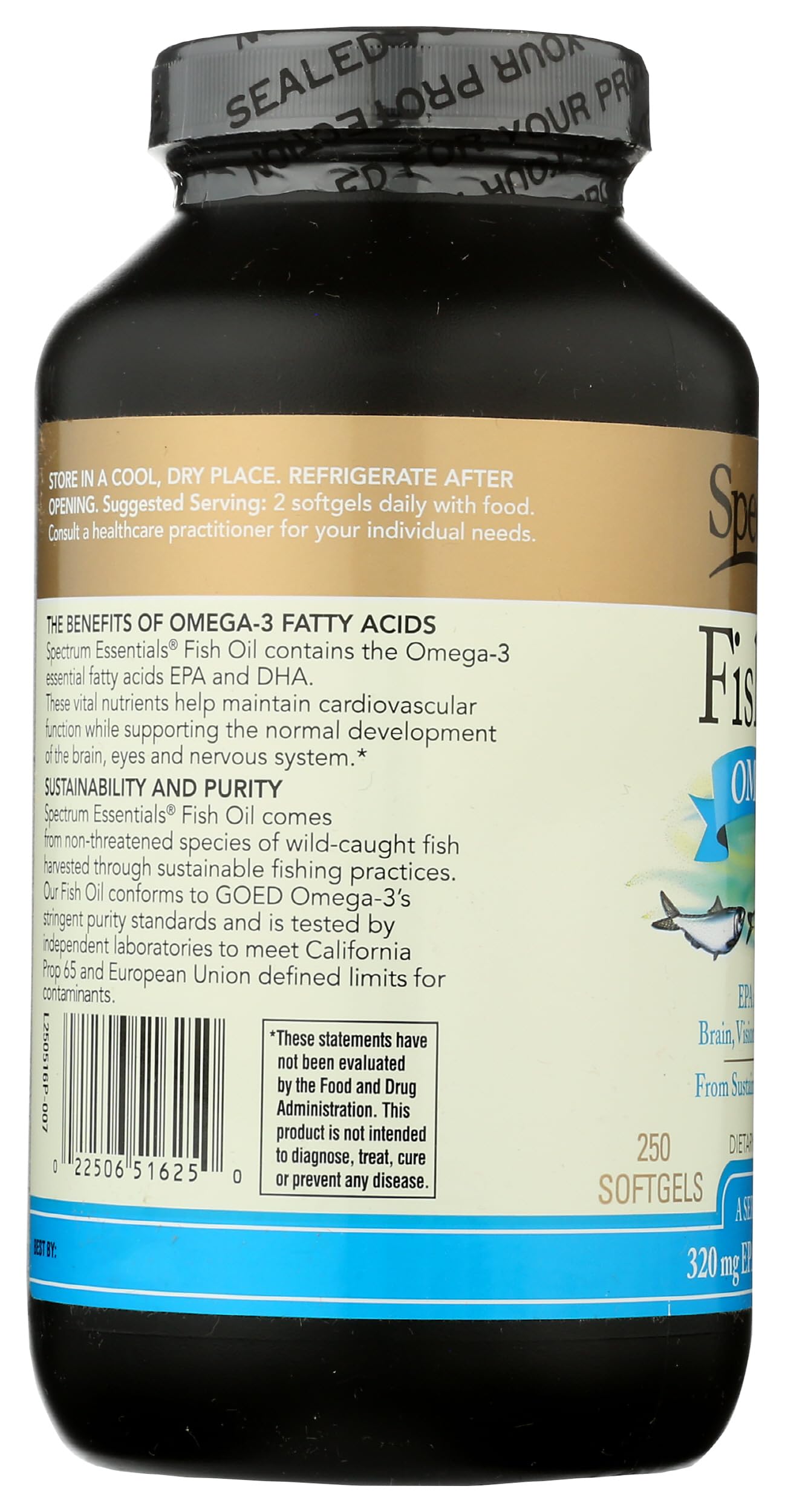 Spectrum Essentials Softgels, Fish Oil Omega-3, 1000 mg, 250 Count