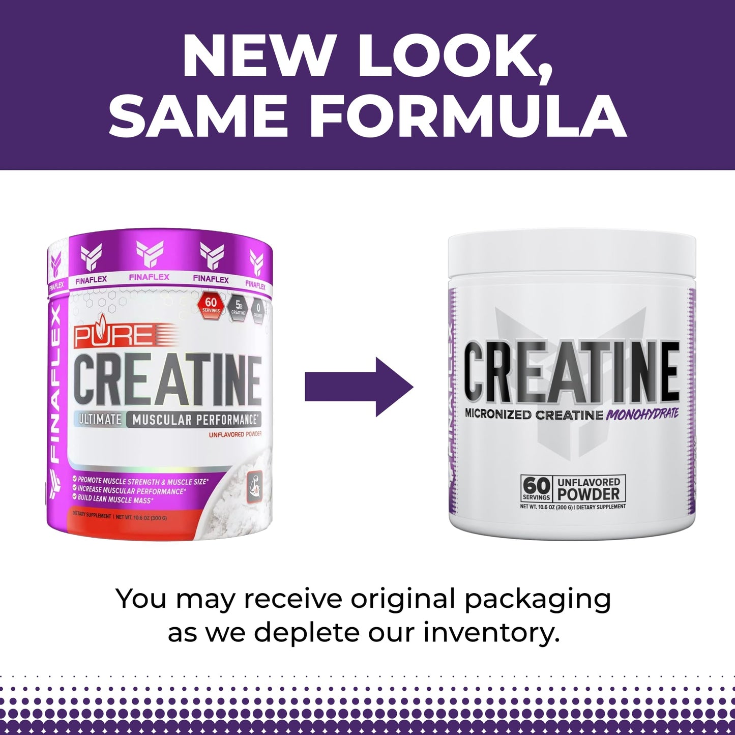 FINAFLEX Pure CREATINE, Unflavored - 10.6 oz, Pack of 2 - Promotes Muscular Strength, Size & Performance - 100% Pure, Micronized Creatine Monohydrate - 120 Total Servings