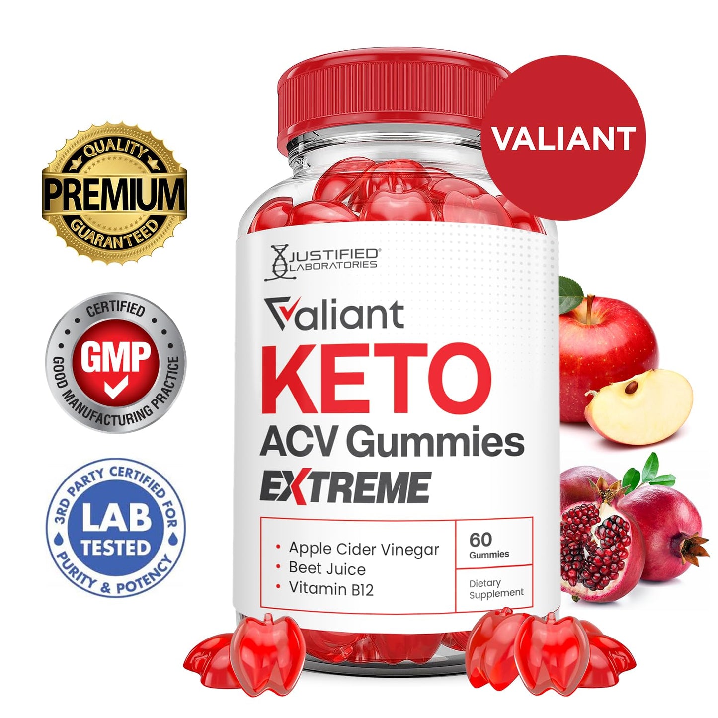 (2 Pack) Valiant Keto ACV Gummies Extreme 2000MG Valant Keto Gummies Apple Cider Vinegar Formulated with Pomegranate Beet Juice Powder B12 Vegan Non GMO 120 Gummys