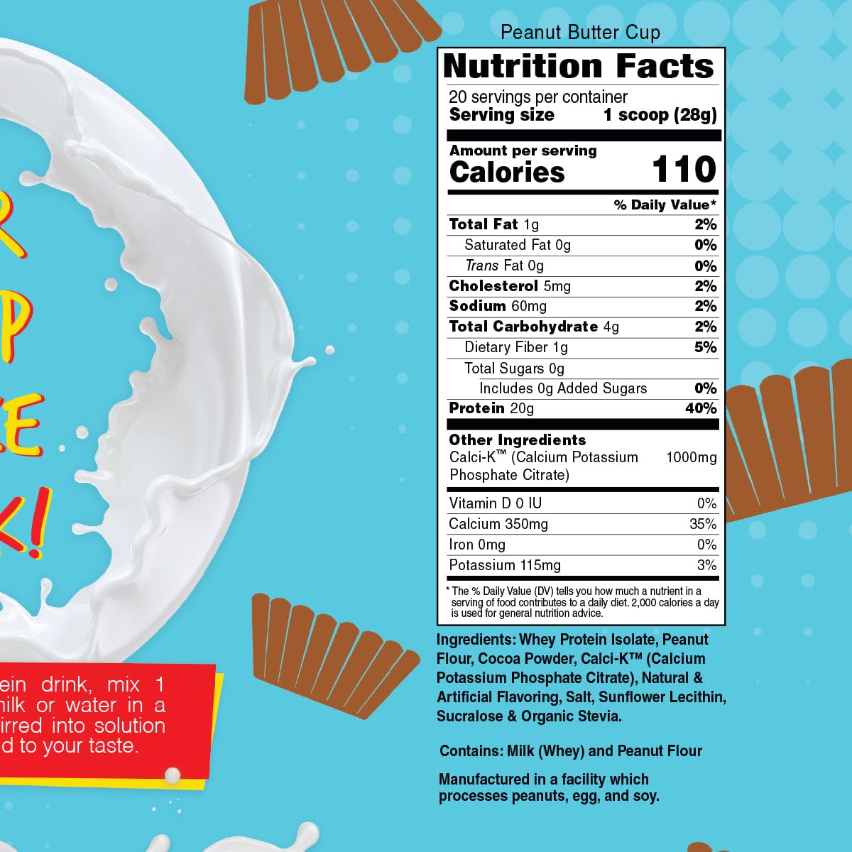 Bariatric Eating Inspire Peanut Butter Cup Whey Protein Isolate Powder with Calcium (20 Servings)