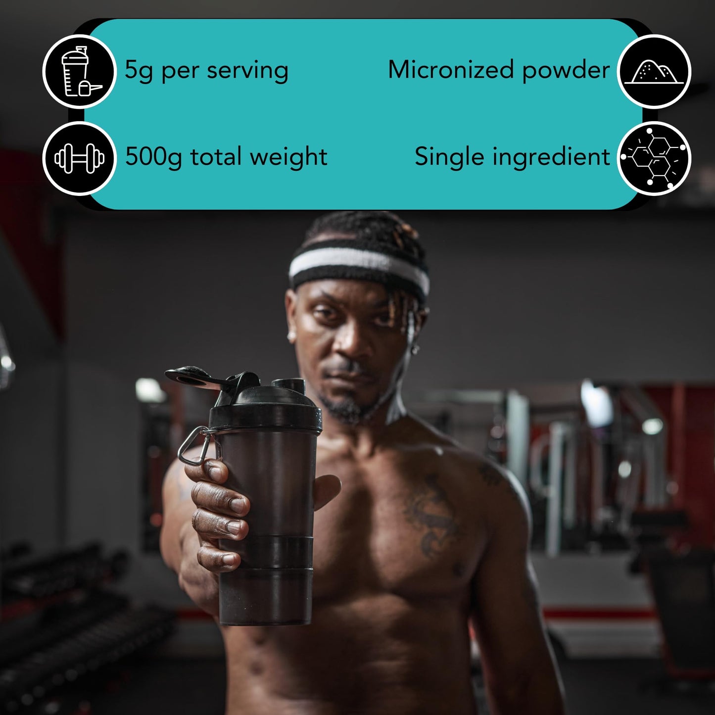 BIO NUTRI Creatine Monohydrate - 5000 mg Pure Micronized Creatine - Creatine Powder Support for Strength & Performance - 100 Servings, 500G
