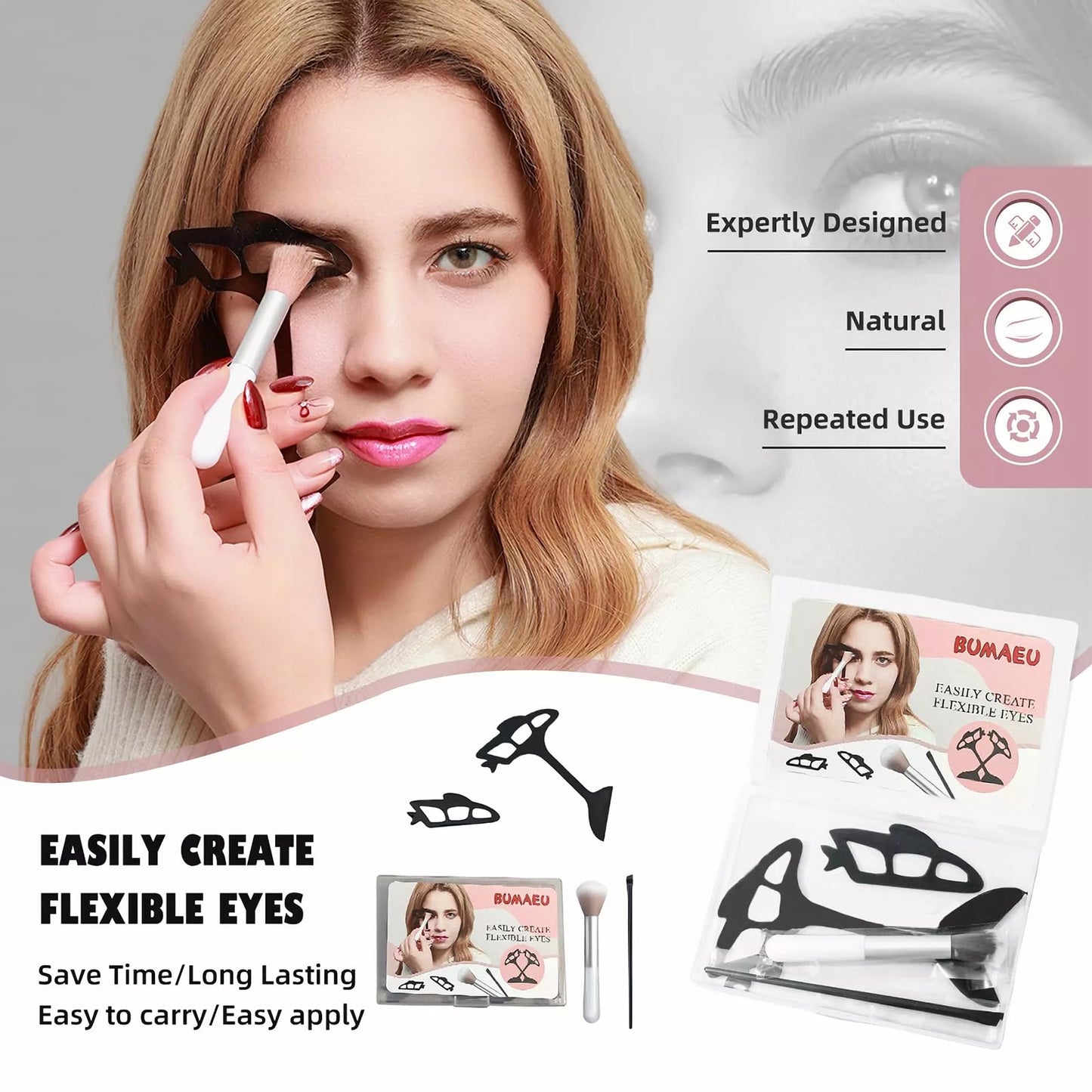 Reusable eyetour eyeshadow tool,eye makeup aid guide,eyeliner stencil,eyeshadow applicator assistant,quick Makeup Template(4 pc)