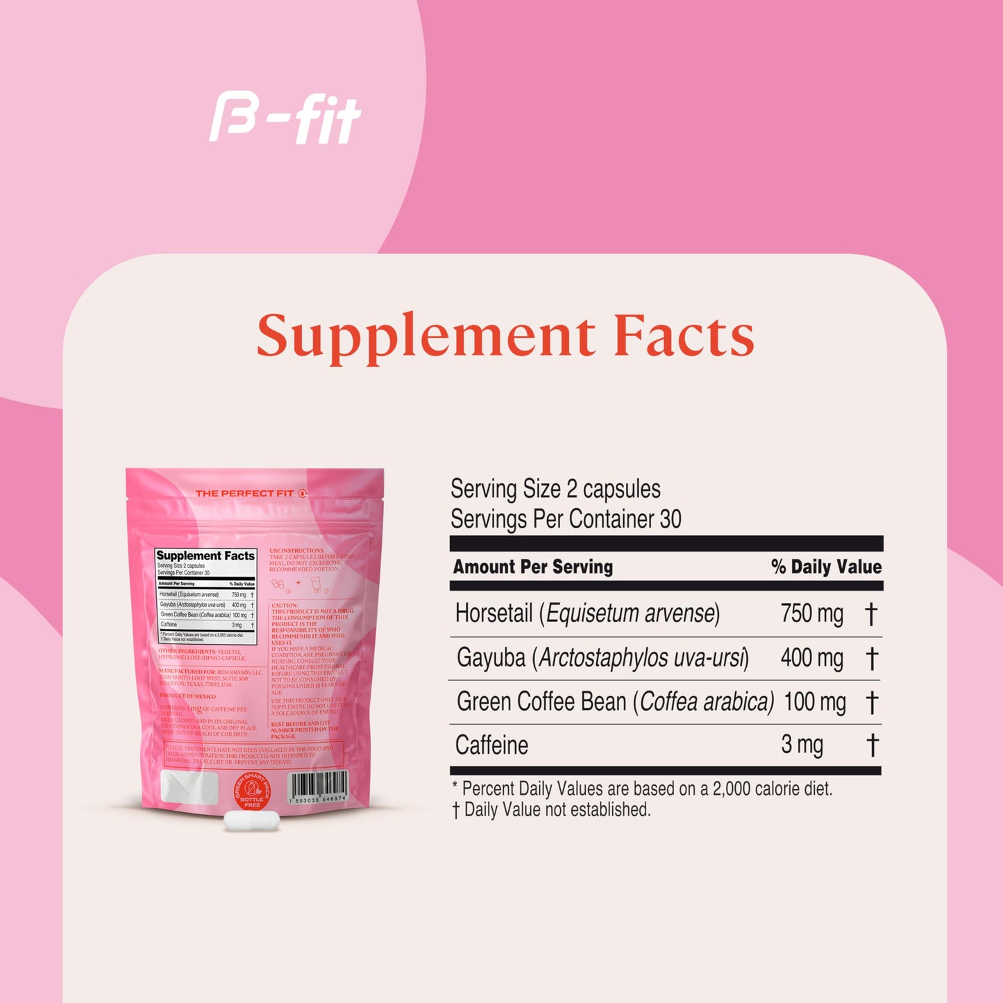 B-FIT B Diuren - Diuretic Capsules with Caffeine, Horsetail Herb and Uva Ursi - 60 Capsules with Natural Extracts - Horsetail Supplement - Best Diuretics for Water Retention