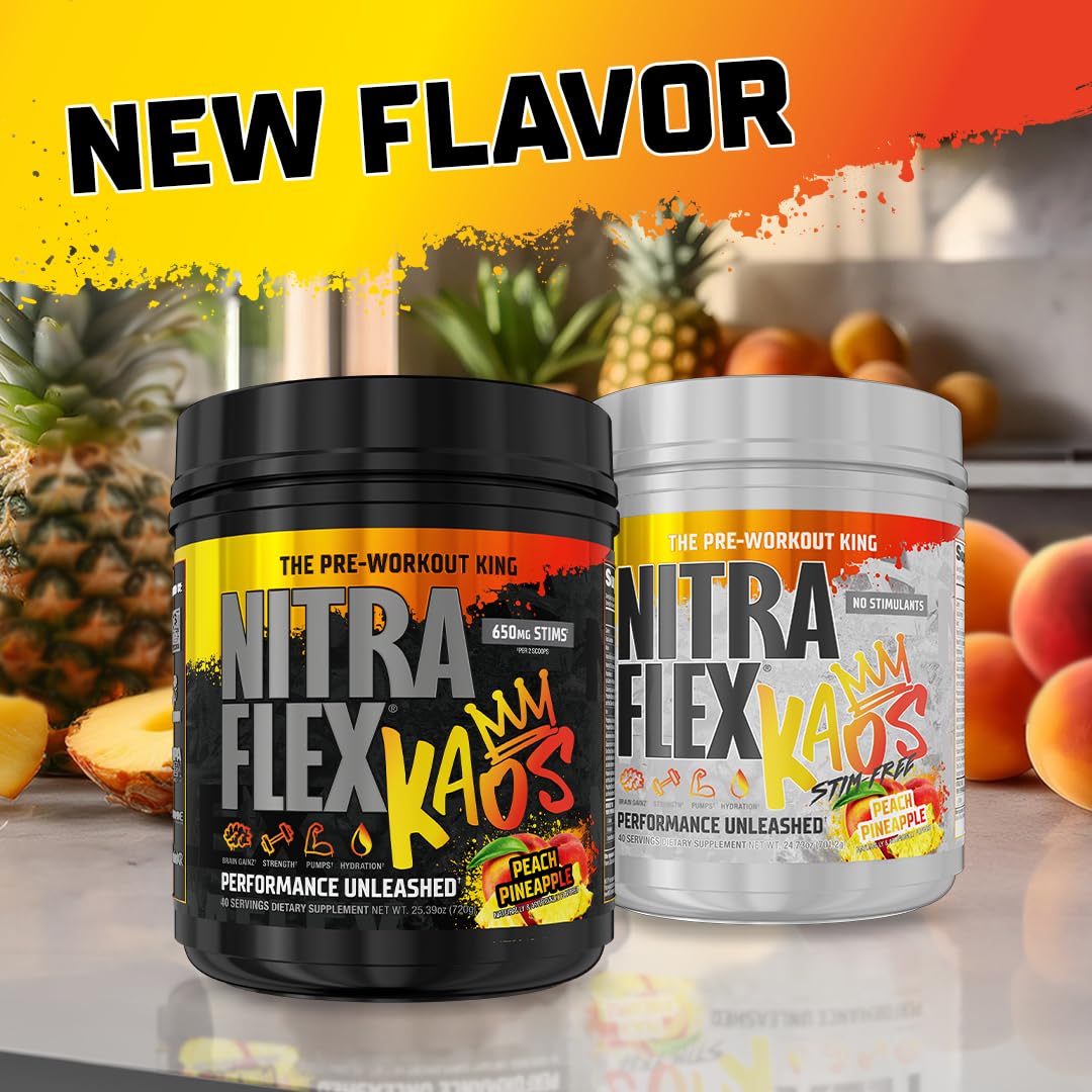 GAT SPORT Nitraflex KAOS Stimulant Free Pre-Workout (Peach Pineapple)