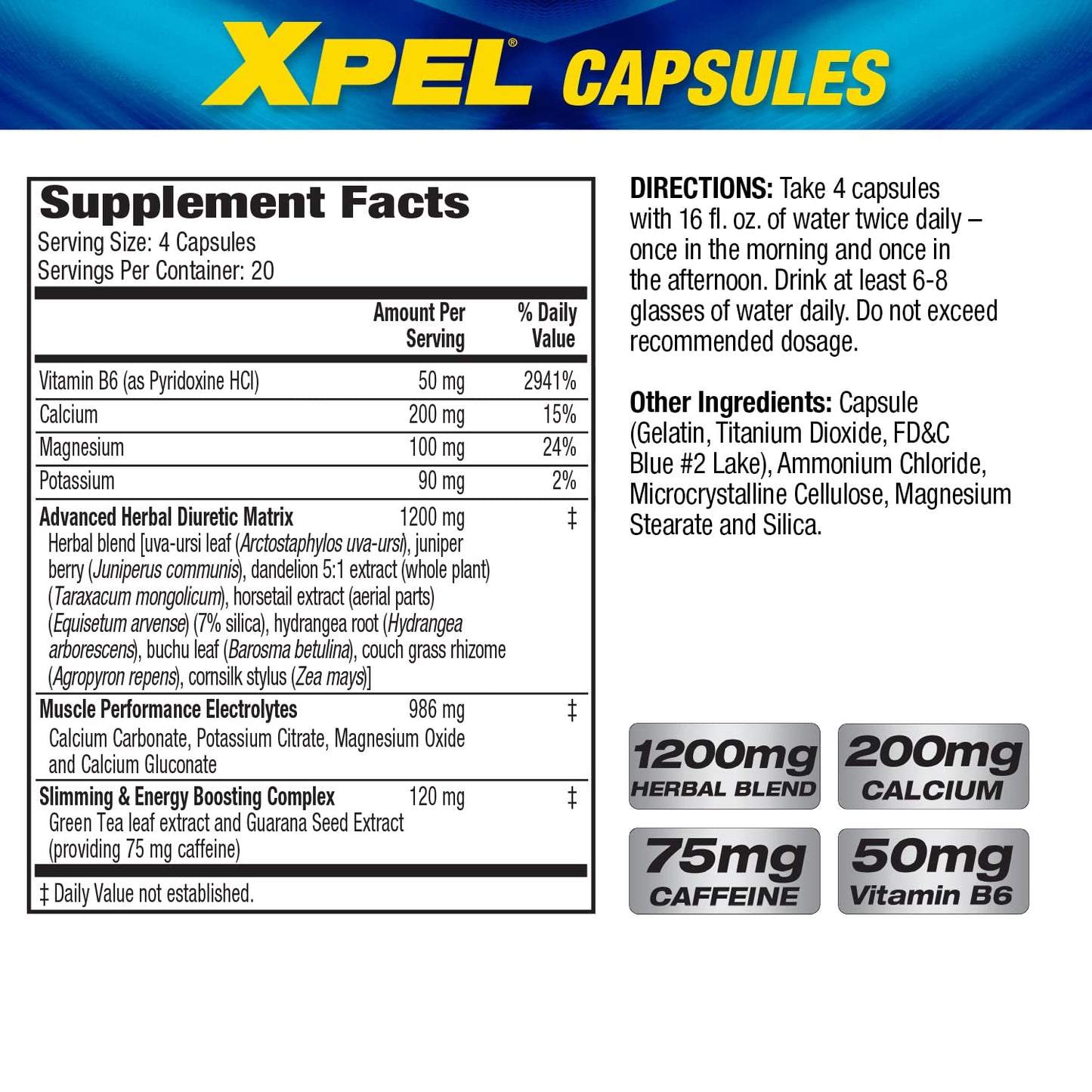 MHP Xpel Maximum Strength Diuretic Capsules, 80 Count (Pack of 2) (Packaging May Vary)