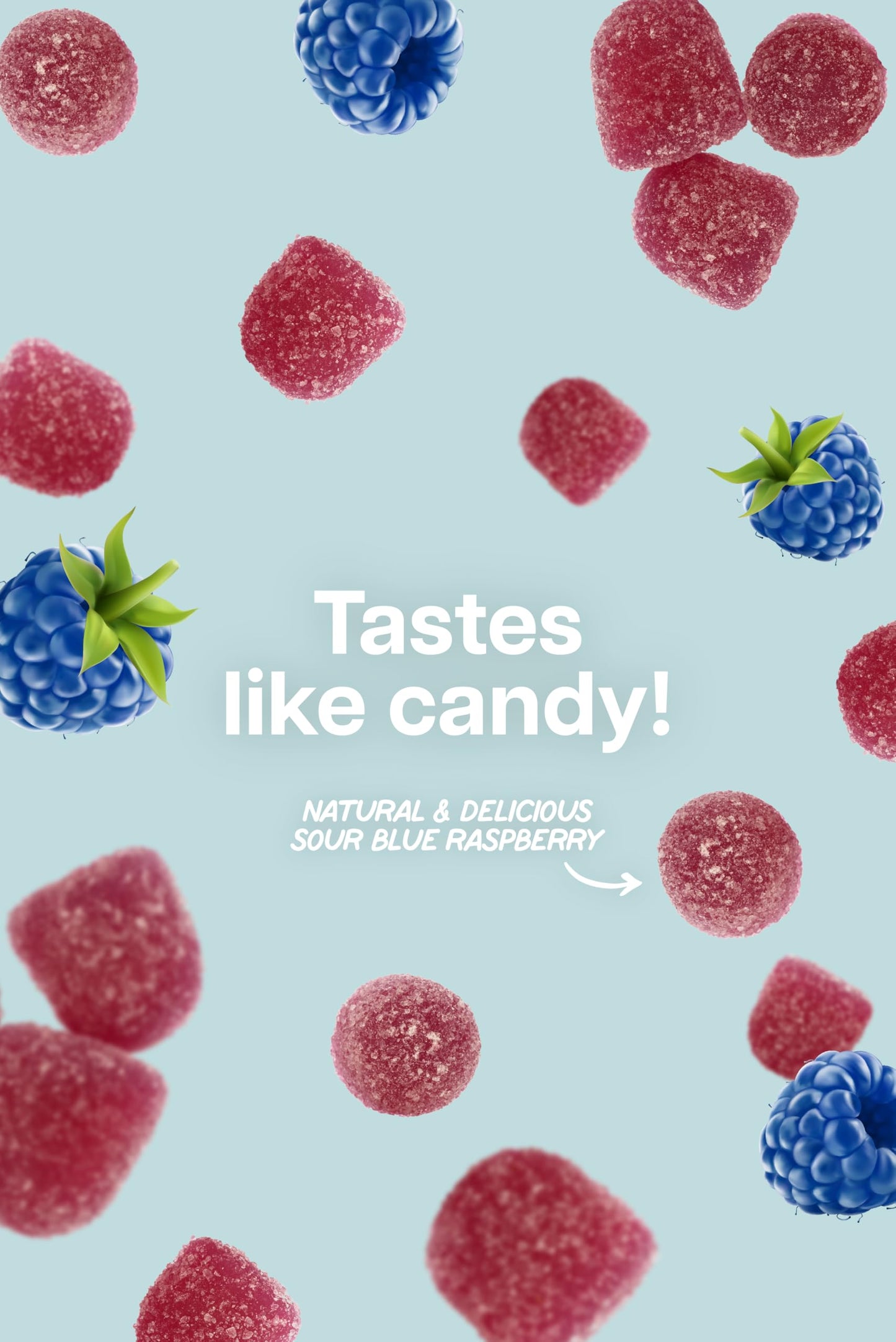 Baese Nutrition Creatine Monohydrate Gummies for Men & Women - High Purity Sour Blue Raspberry- Chewable Creatine Infused Gummy for Muscle Strength & Energy Boost, Bioavailable Pre-Workout Supplement