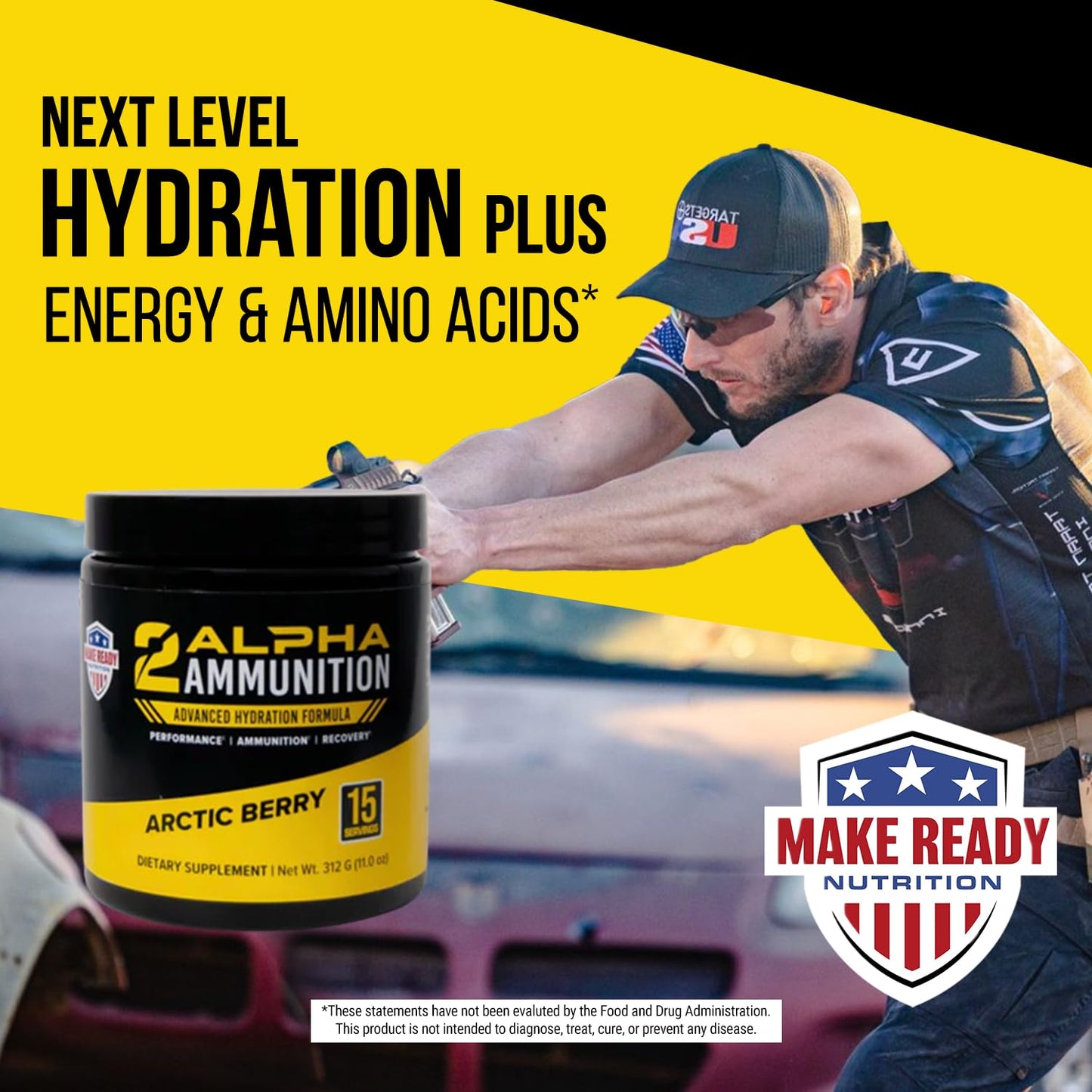 MAKE READY NUTRITION 2ALPHA Ammunition Arctic Berry - Hydration, Energy Drink, and Immune Support with Vitamin C, Calcium, Potassium, D-Ribose, Magnesium, and Zinc - 312g