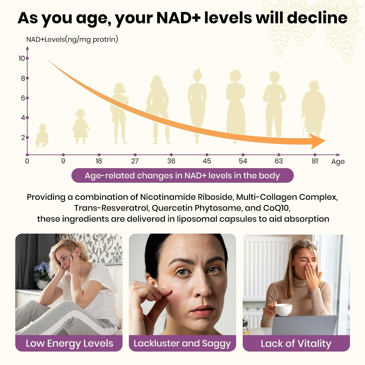 VEV NAD+ Supplement with Resveratrol & Collagen - Supports Cellular Energy & Healthy Aging, Liposomal NAD Capsules for Enhanced Absorption - 120 Capsules