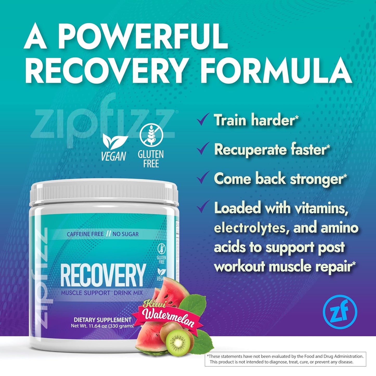 Zipfizz Muscle Recovery Drink Mix: Enhance Performance with Vitamins, Minerals, and Amino Acids for Rapid Muscle Repair and Recovery - Includes L-Glutamine, Tart Cherry Extract, L-Carnitine