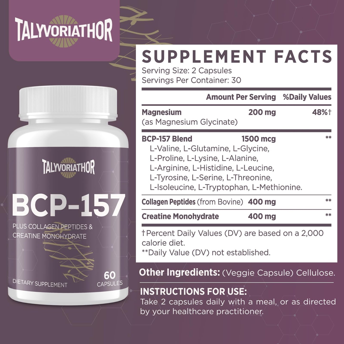 Talyvoriathor 157 Capsules 1500 MG, Non-GMO, Gluten-Free, 60 Capsules