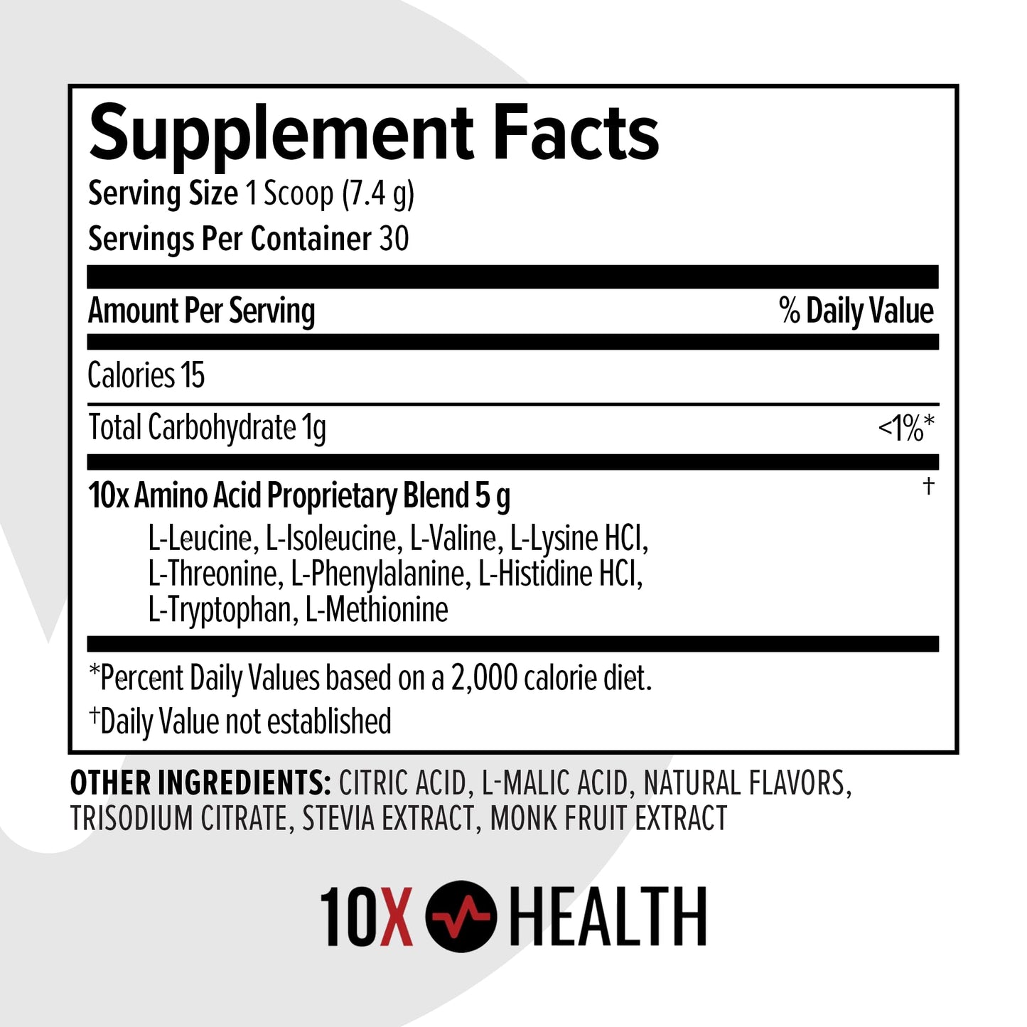 10X Health Amino Blend Fruit Punch - Contains EAA and BCAA Amino Acids Supplement - Essential Amino Acids Powder for Men and Women, Pre and Post-Workout Amino Energy Boost - 30 Servings