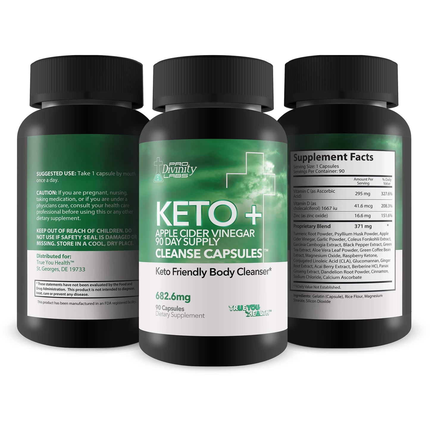 Pro Divinity Labs Keto + Apple Cider Vinegar 90 Day Supply Cleanse Capsules - Keto Friendly Body Cleanser to Promote Overall Health - Premium Antioxidant & Fiber Support for Digestive & Immune Health