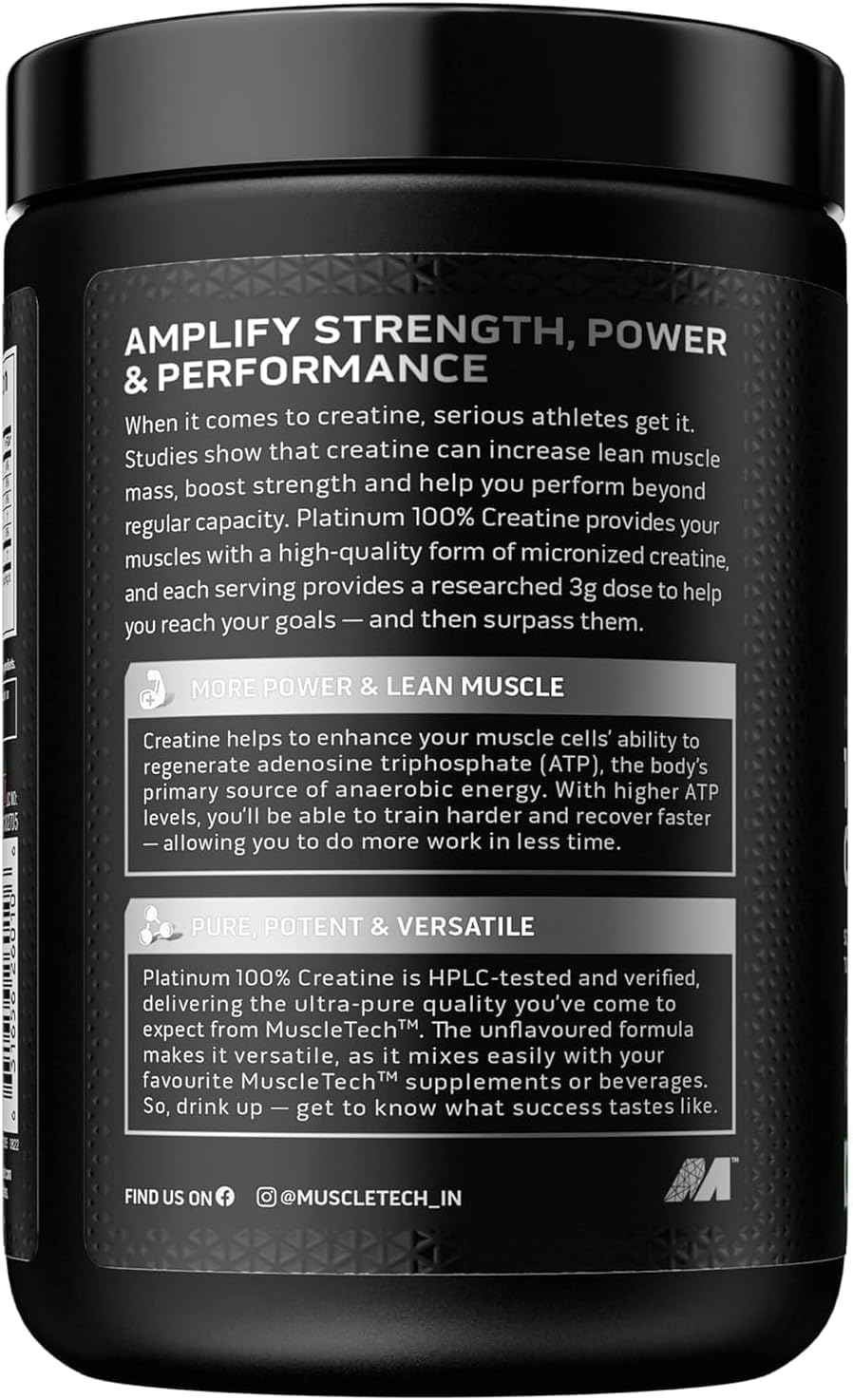 Generic Creatine Powder (Unflavoured - 250 Gram, 83 Serves), Scientifically Researched to Build Muscle - Increase Muscle Power, Boost Strength & Enhance Performance