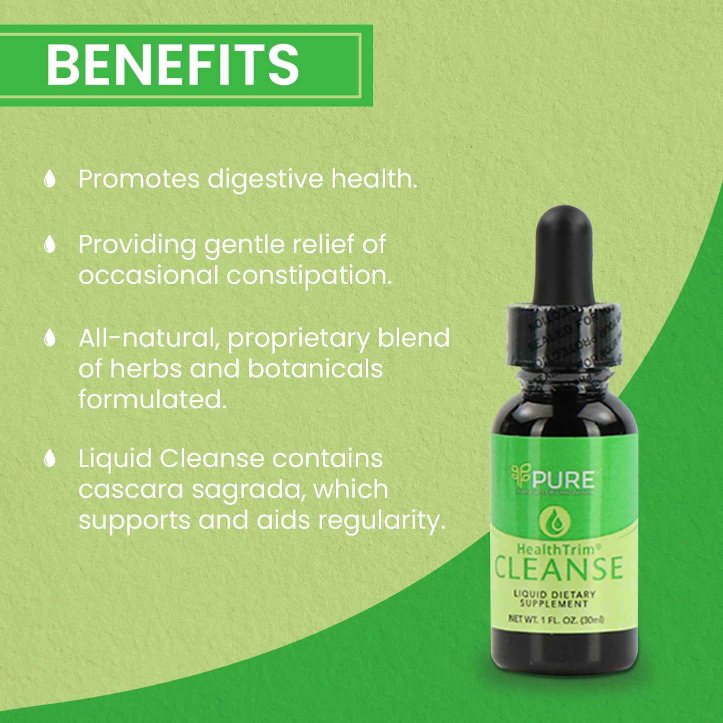 Pure Cleanse, Liquid 1oz. - Nature's Gentle Cleanse with Cascara Sagrada for Occasional Constipation, Promotes Digestive Health, Vegan-Friendly, Contains Probiotics for Optimal Gut Health Support