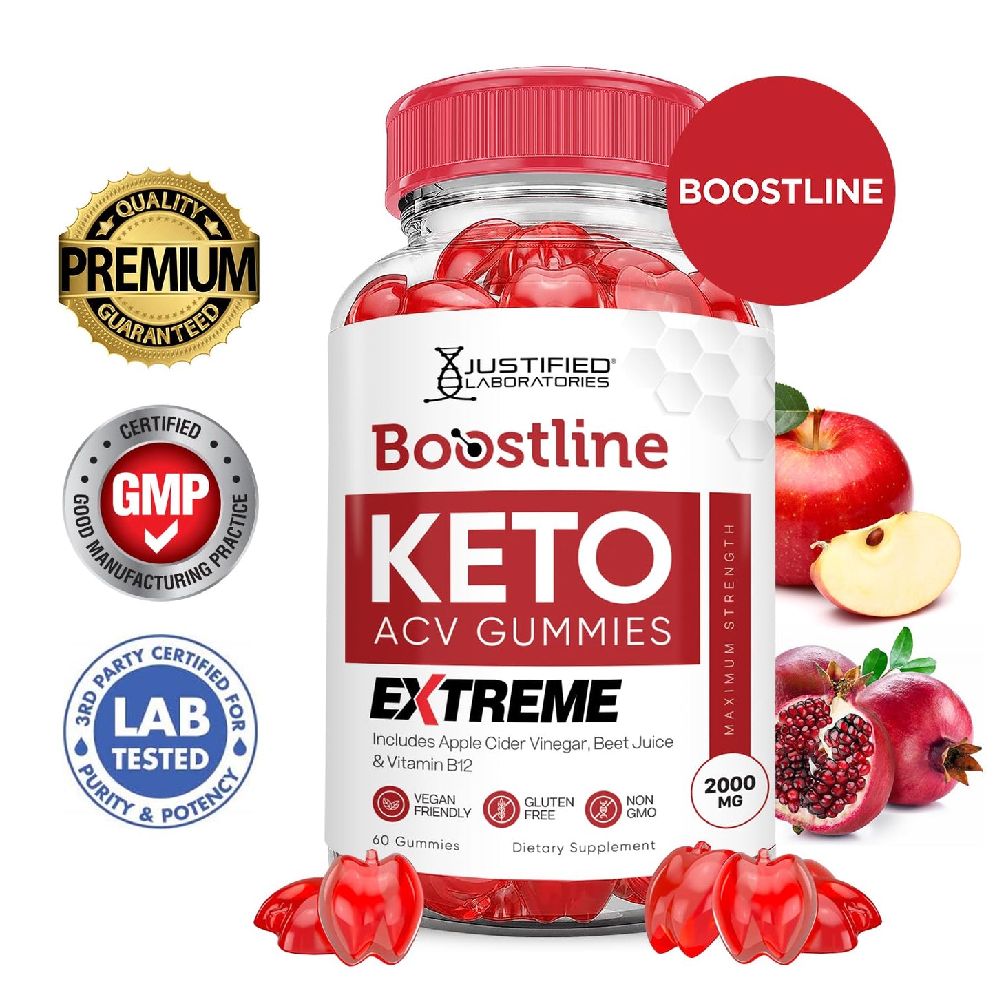 (2 Pack) Boostline Keto ACV Gummies Extreme 2000MG Boost Line Keto Gummies Apple Cider Vinegar Formulated with Pomegranate Beet Juice Powder B12 Vegan Non GMO120 Gummys