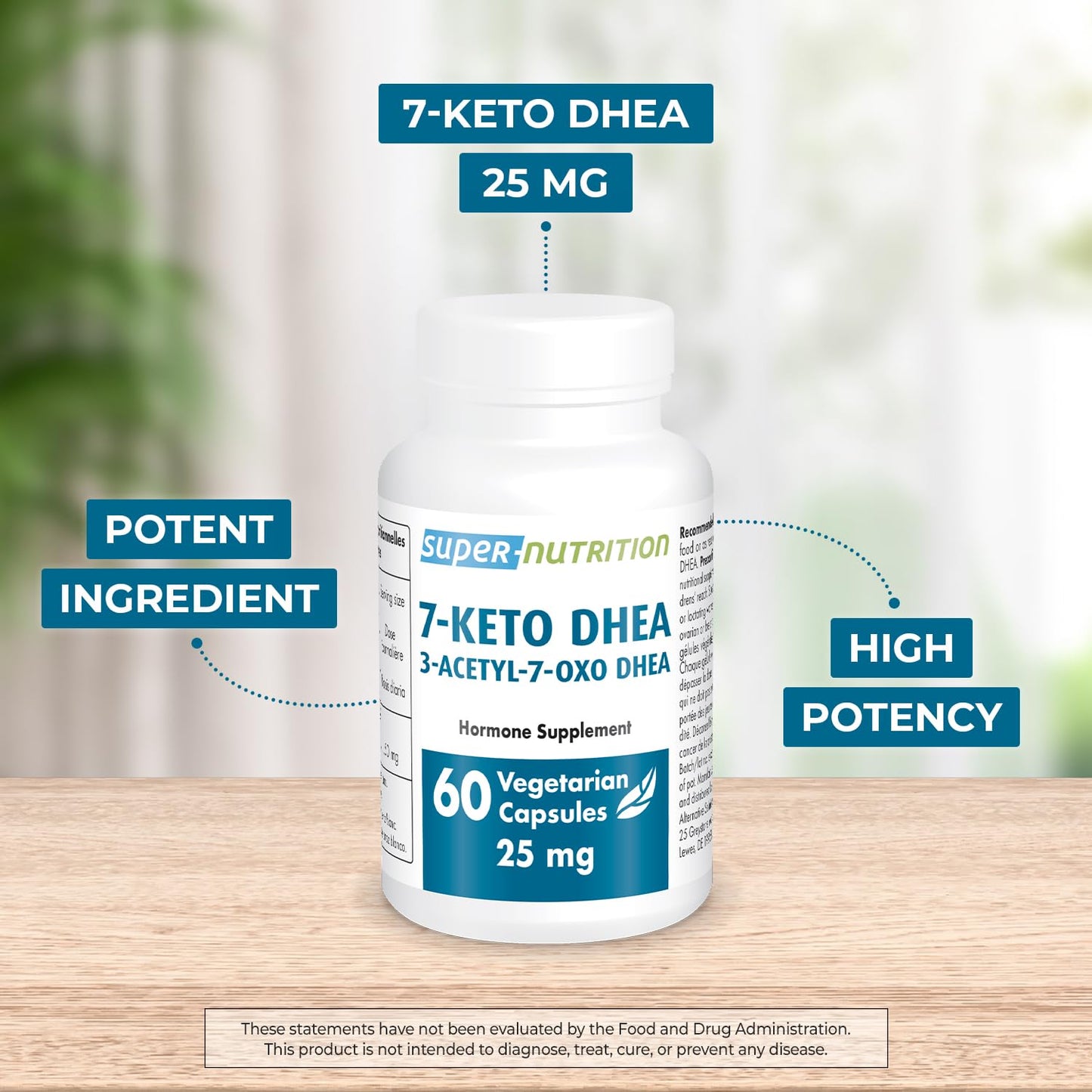 Supersmart 7-Keto DHEA 25mg - Advanced DHEA Metabolite Supplement | Non-GMO & Gluten Free - 60 Vegetarian Capsules