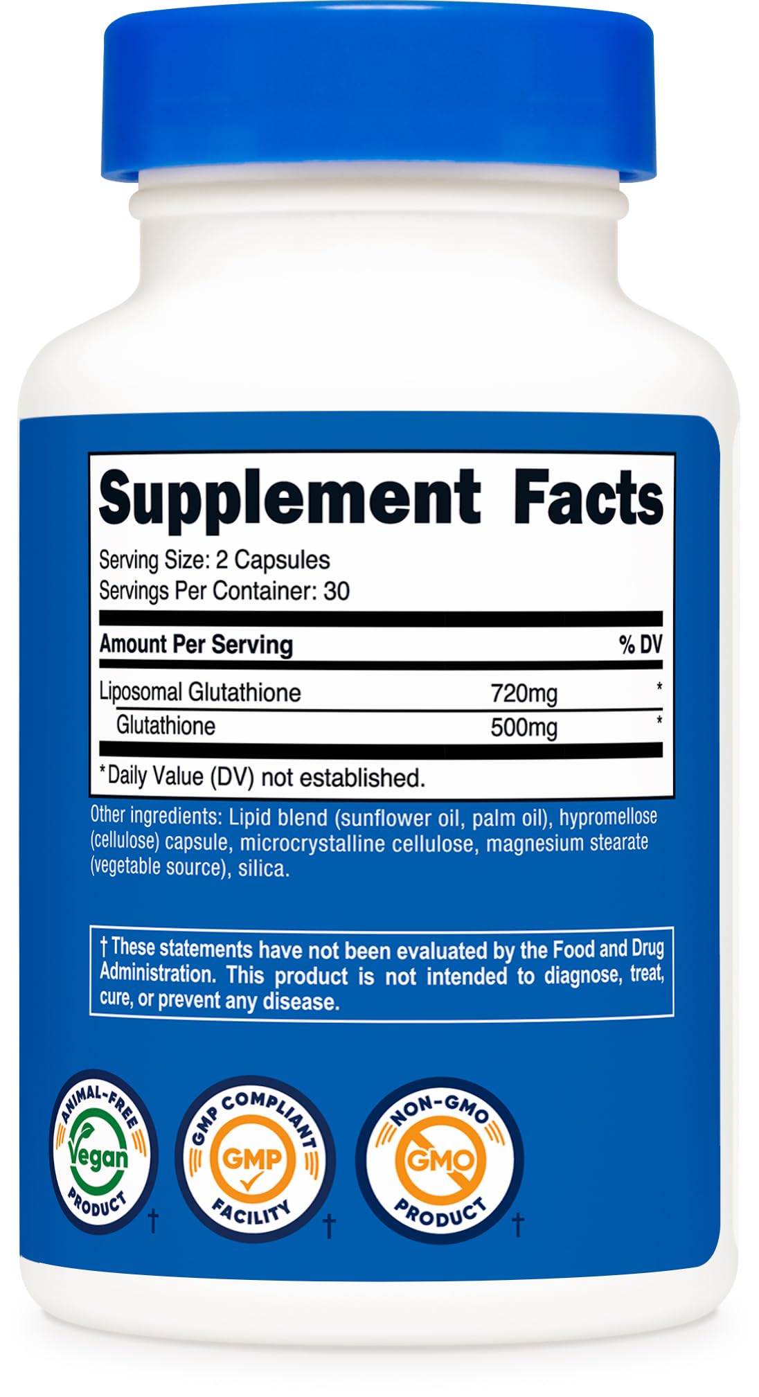 Nutricost Liposomal Glutathione Supplement 60 Capsules, 720 mg Per Serving - Vegan, GMO-Free, 30 Servings