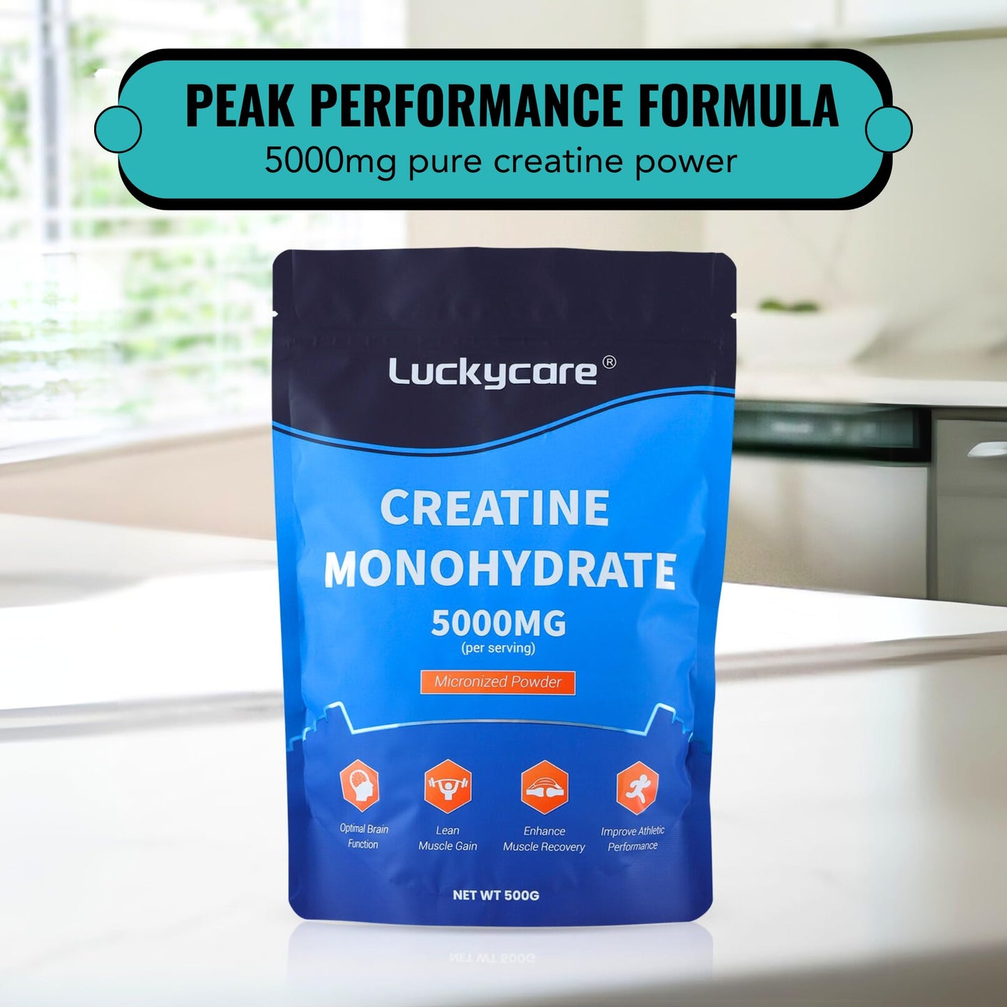 BIO NUTRI Creatine Monohydrate - 5000 mg Pure Micronized Creatine - Creatine Powder Support for Strength & Performance - 100 Servings, 500G