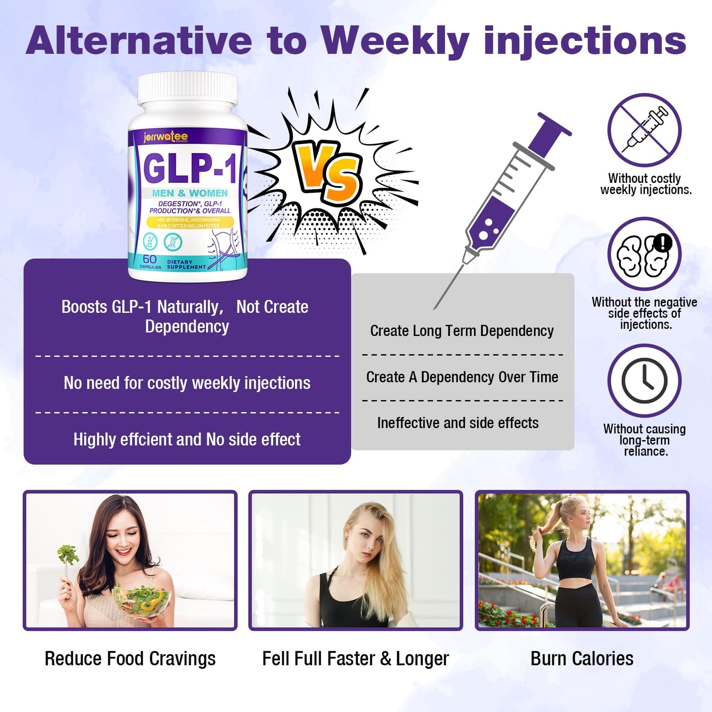 GLP-1 Supplements, GLP1 Probiotic for Women & Men, Natural GLP-1 with Akkermansia Probiotic, GLP 1 Supplement for Digestion, Energy, Daily GLP-1 Levels* & Overall Health, 60 Counts