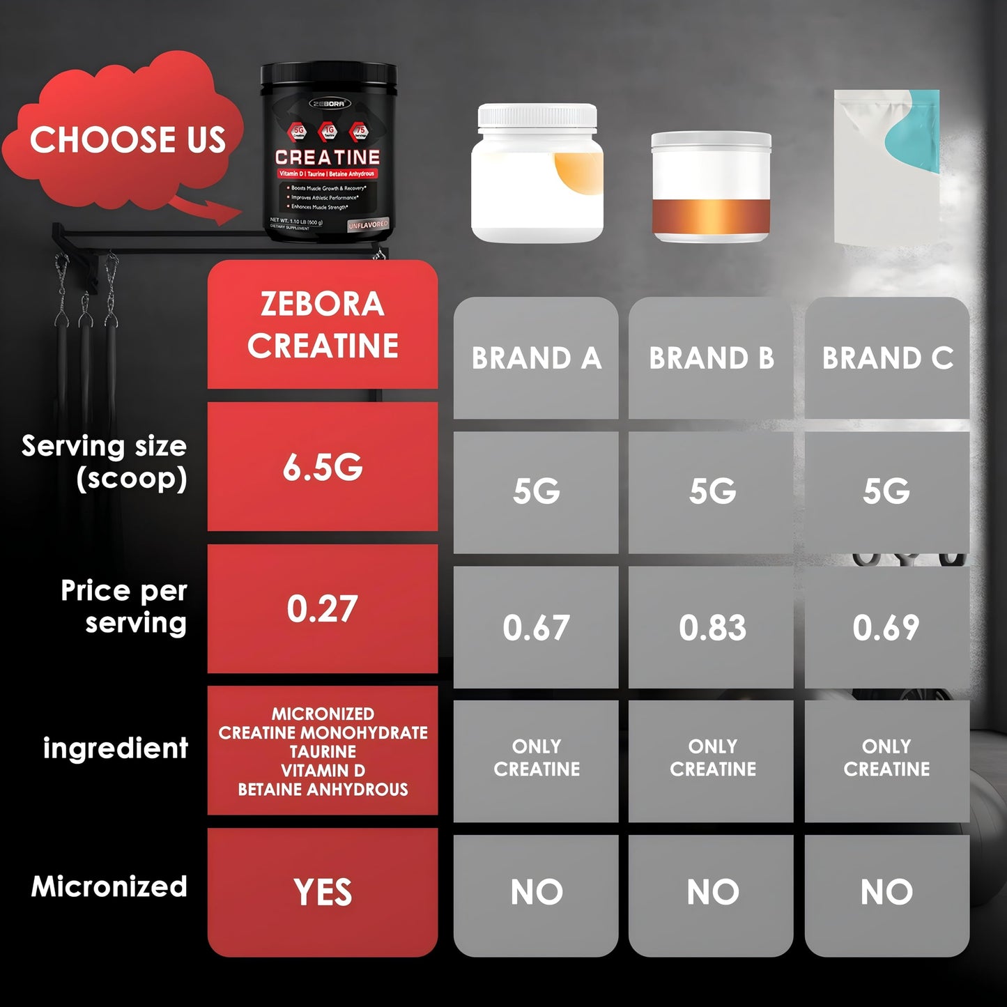 ZEBORA Micronized Creatine Monohydrate Powder for Men and Women