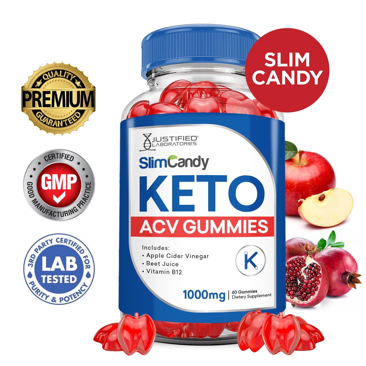 (3 Pack) Slim Candy Keto ACV Gummies Advanced Formula 1000MG SlimCandy Keto Gummies Apple Cider Vinegar Formulated with Pomegranate Beet Juice Powder B12 Vegan Non GMO 180 Gummys