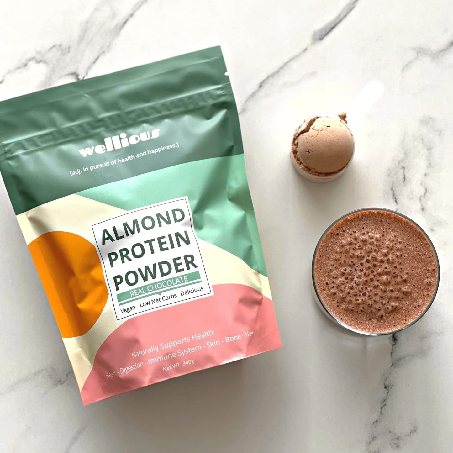 wellious Clean Vegan Protein Powder Chocolate - Plant Based Protein Powder Dairy Free for Gut Health, No Sodium, High Fiber, Keto Friendly, Non Dairy, Lactose Free