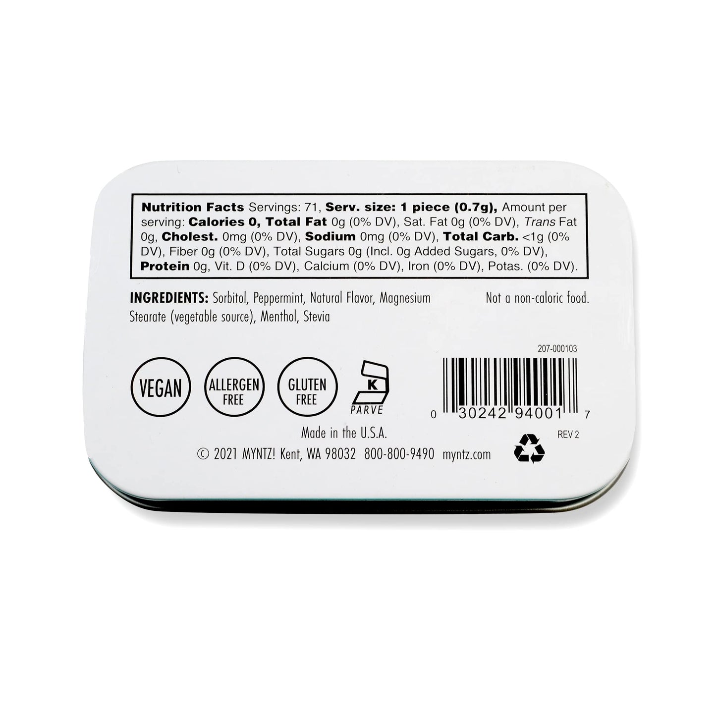 Myntz Sugar Free Mints in a Tin Wintermint 4 Pack Breath Mints for Bad Breath Bulk Mints in a Tin No Sugar No Fat Gluten Free