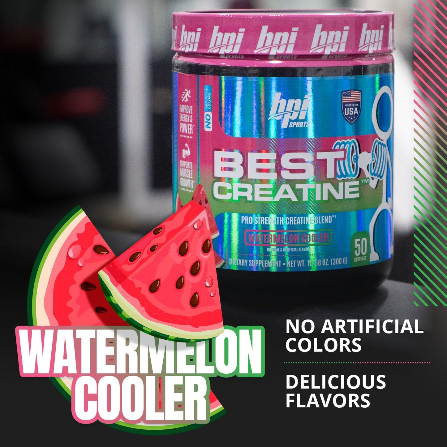 BPI Sports Best Creatine - Includes 6 Advanced Forms of Creatine - Supports Muscle Building and Post-Workout Recovery - Watermelon Cooler, 50 Servings