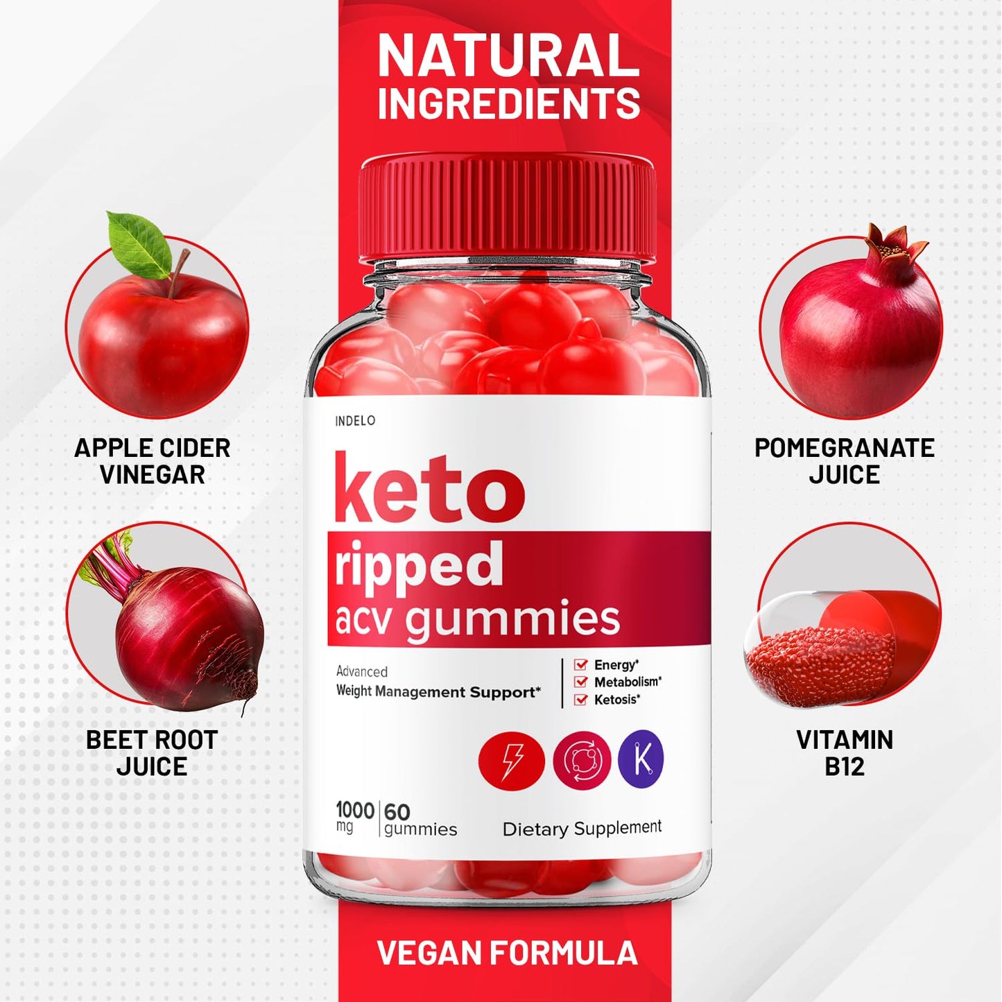 (2 Pack) Keto Ripped ACV Gummies - Advanced Ripped Keto + ACV Weight Management Gummies Apple Cider Vinegar Ripped ACV Gummies Dietary Supplement Reviews Extra Strength (120 Gummies)