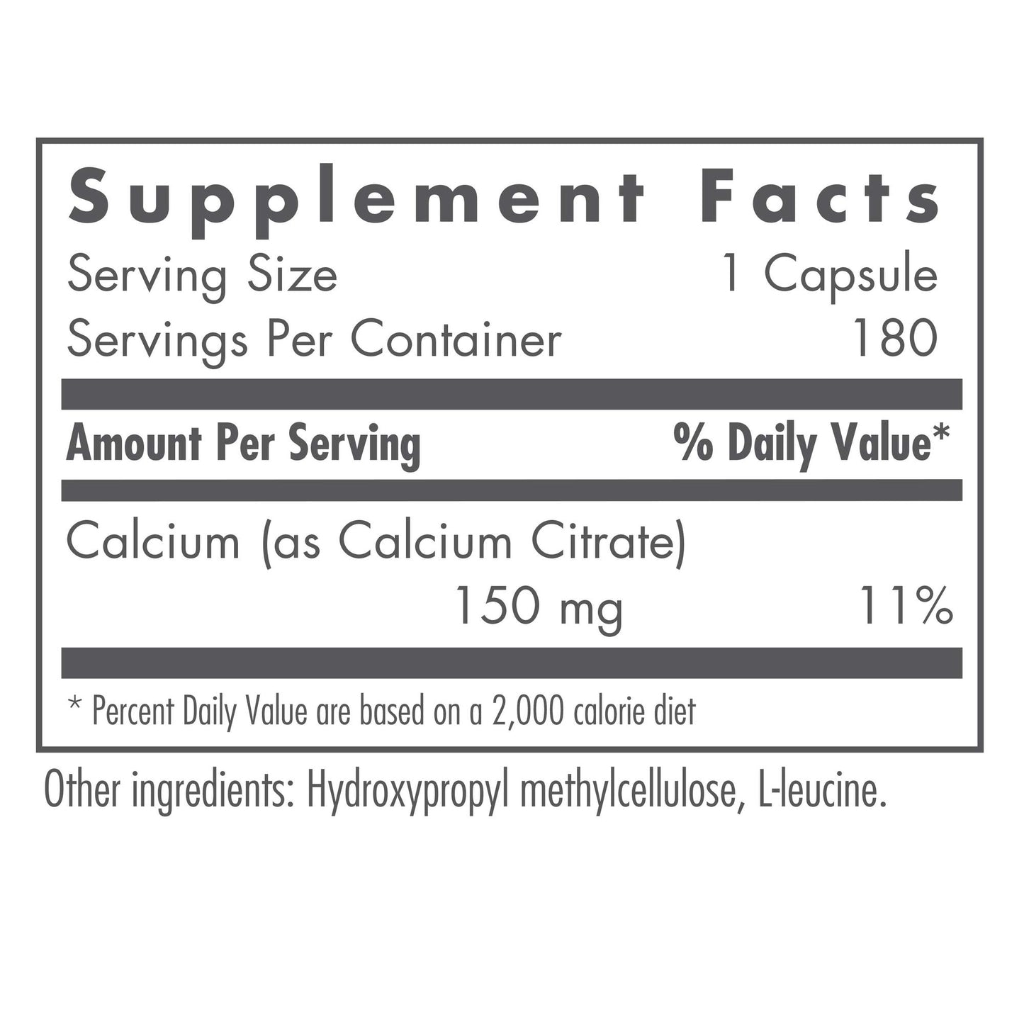 Nutricology Calcium Citrate - Pure Calcium, Bone Strength, Well-Absorbed, Without Vitamin D, Calcium Only, 150mg Supplement, Vegetarian Capsules - 180 Count